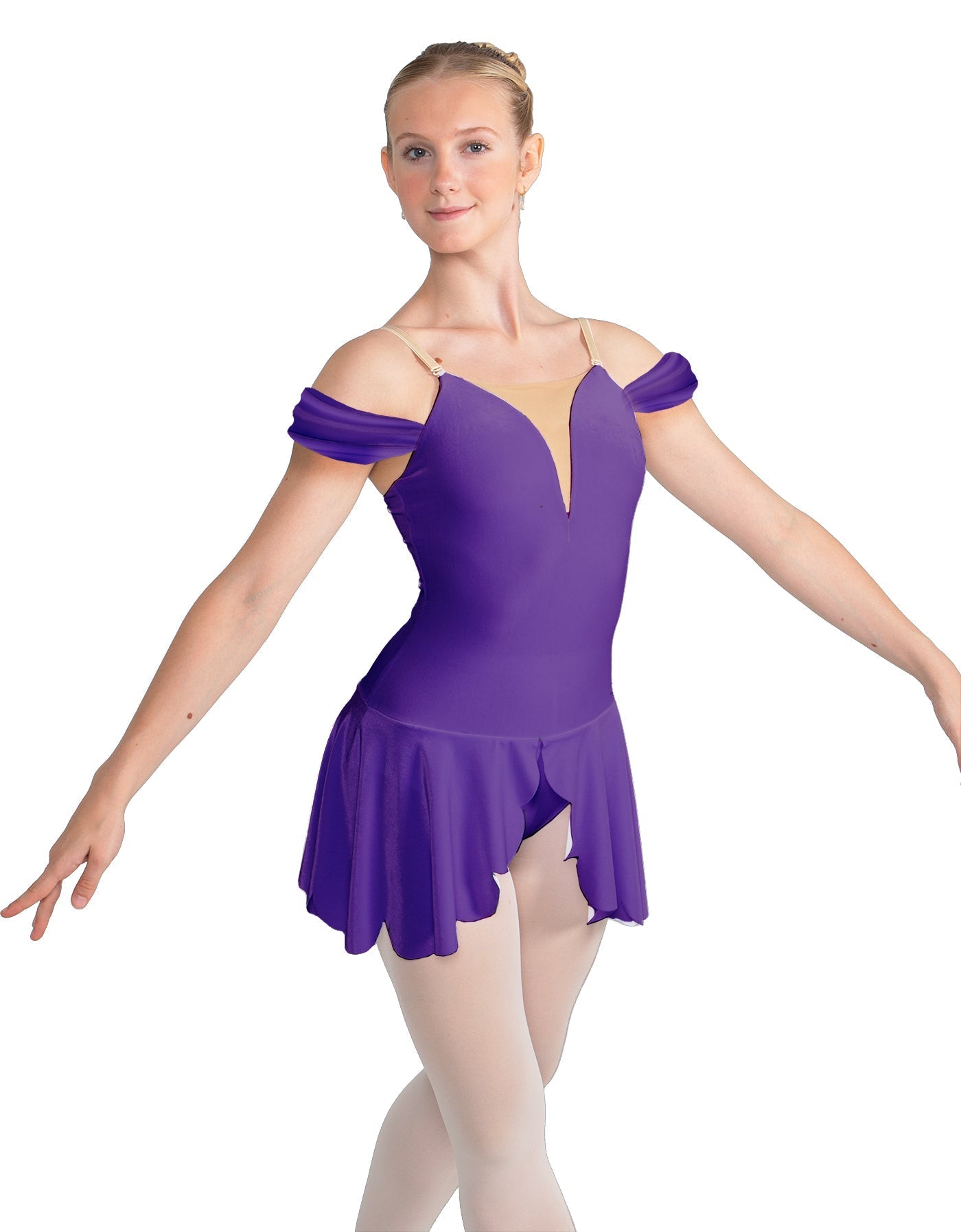 Solid Lycra Regal Leotard with Peplum and Sleeves
