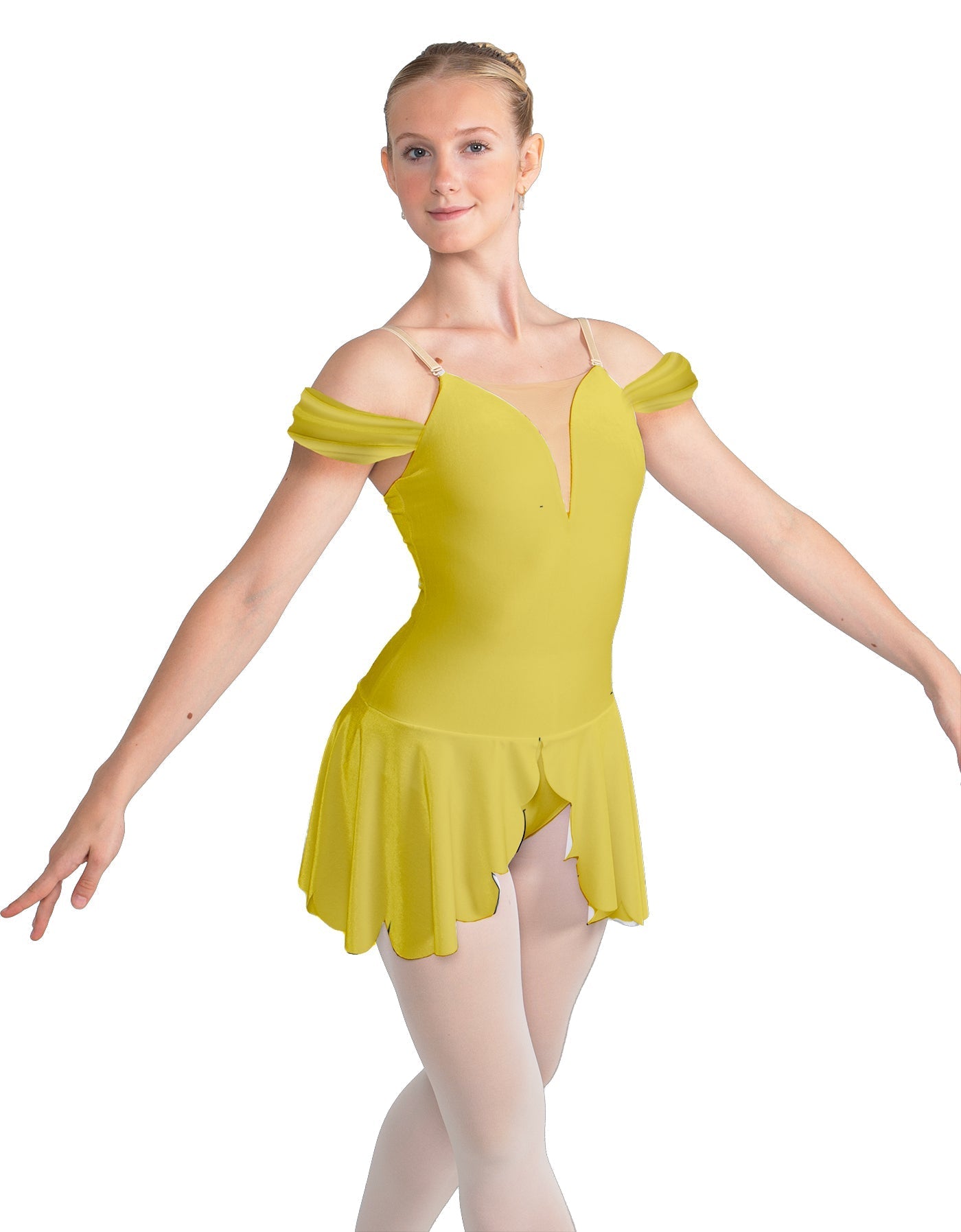 Solid Lycra Regal Leotard with Peplum and Sleeves