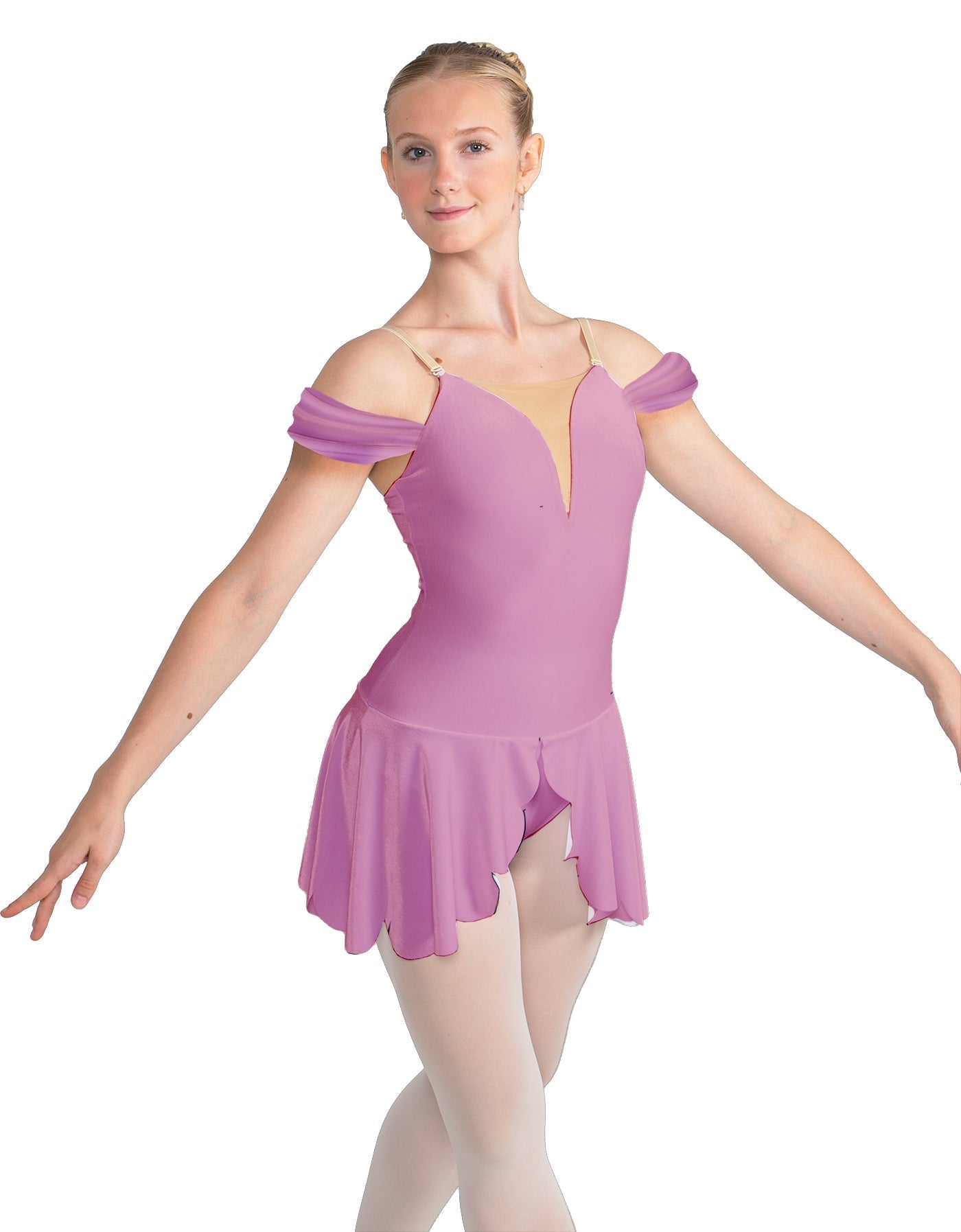 Solid Lycra Regal Leotard with Peplum and Sleeves
