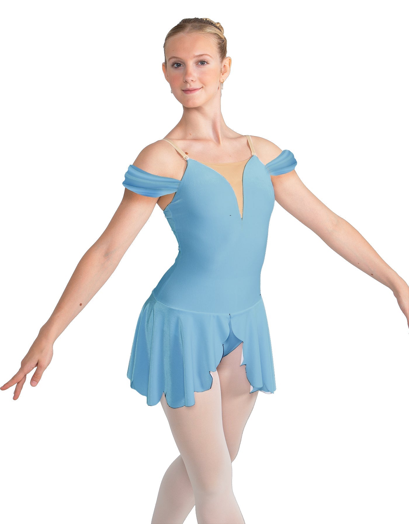 Solid Lycra Regal Leotard with Peplum and Sleeves