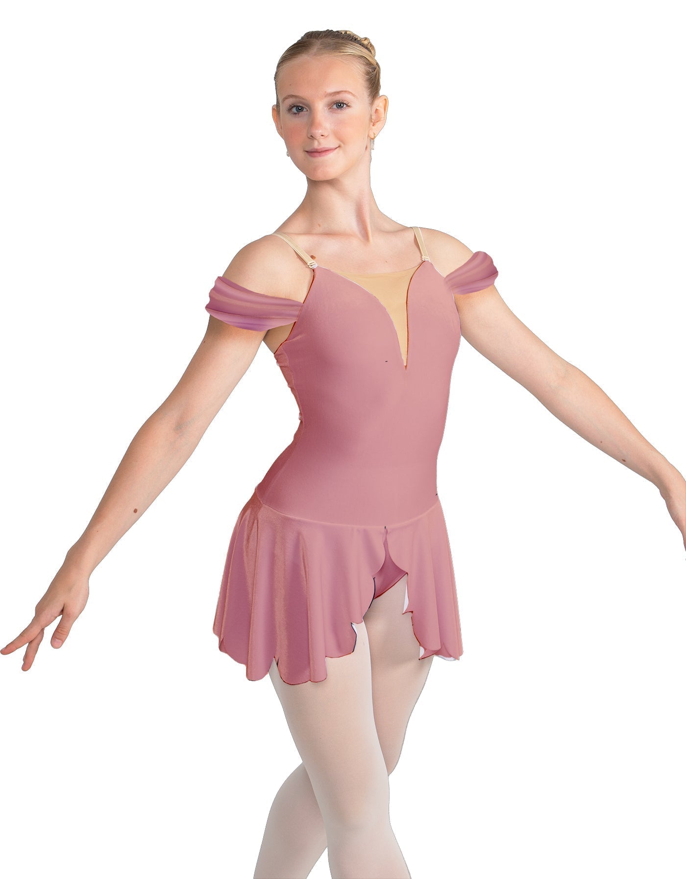 Solid Lycra Regal Leotard with Peplum and Sleeves