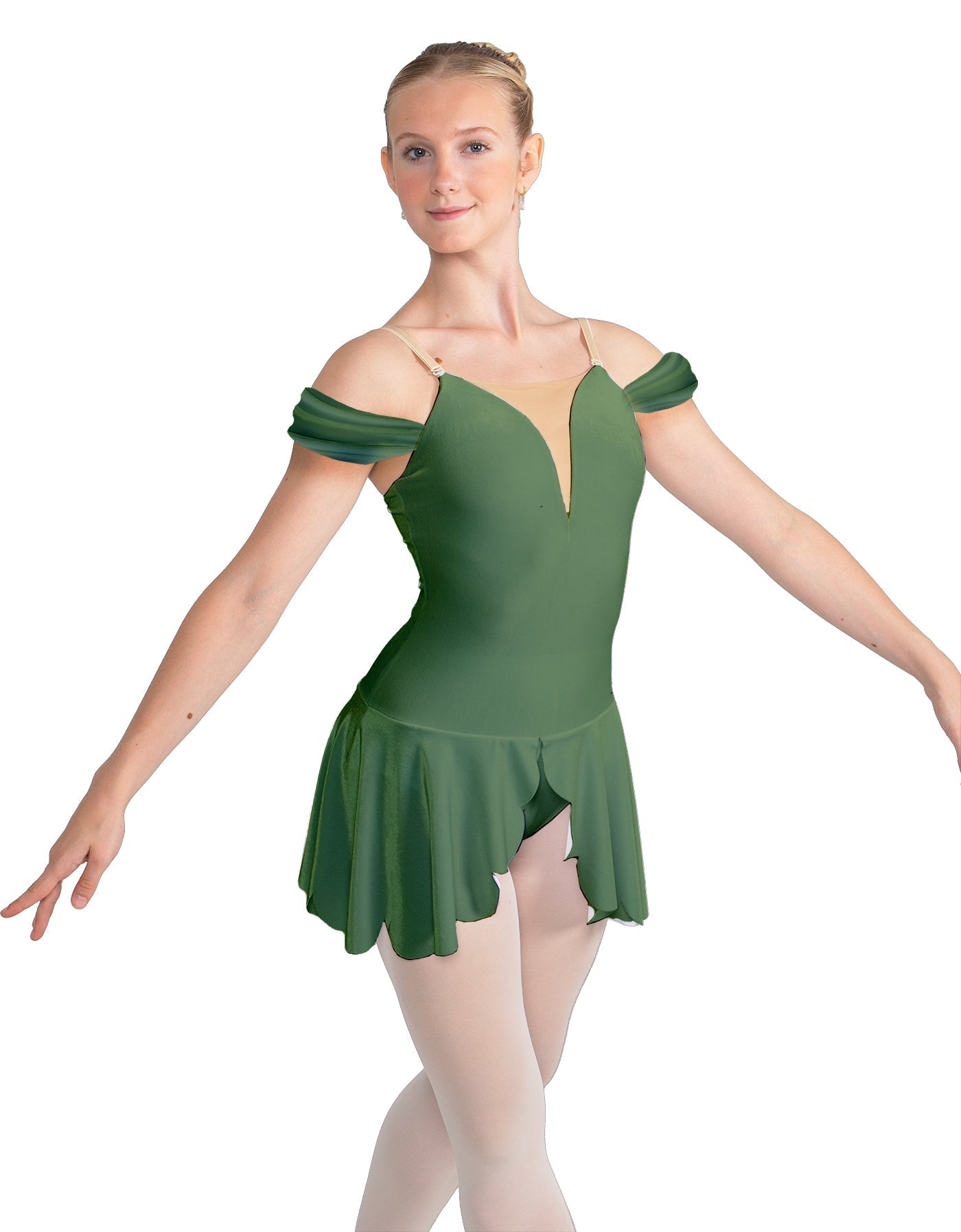Solid Lycra Regal Leotard with Peplum and Sleeves