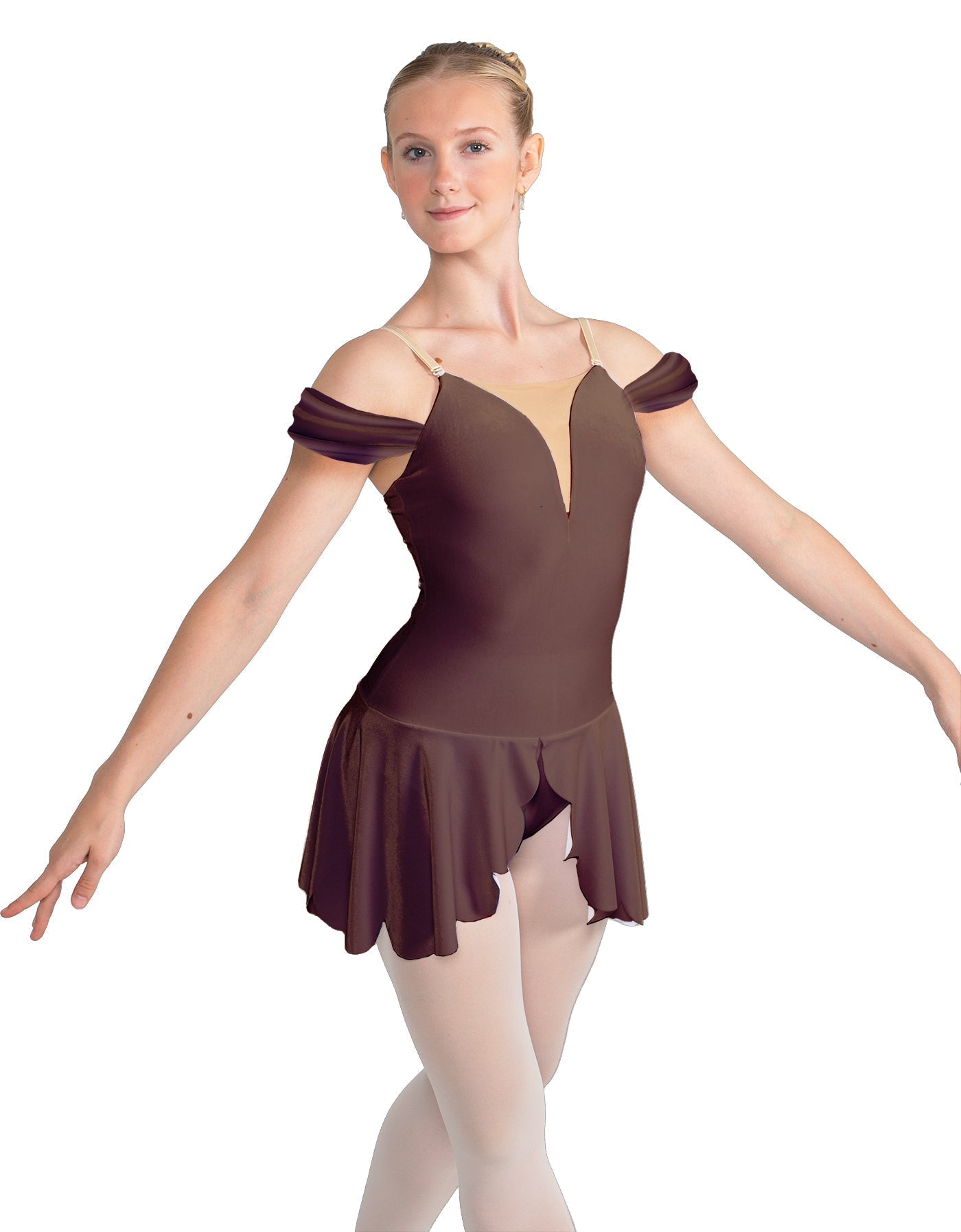 Solid Lycra Regal Leotard with Peplum and Sleeves