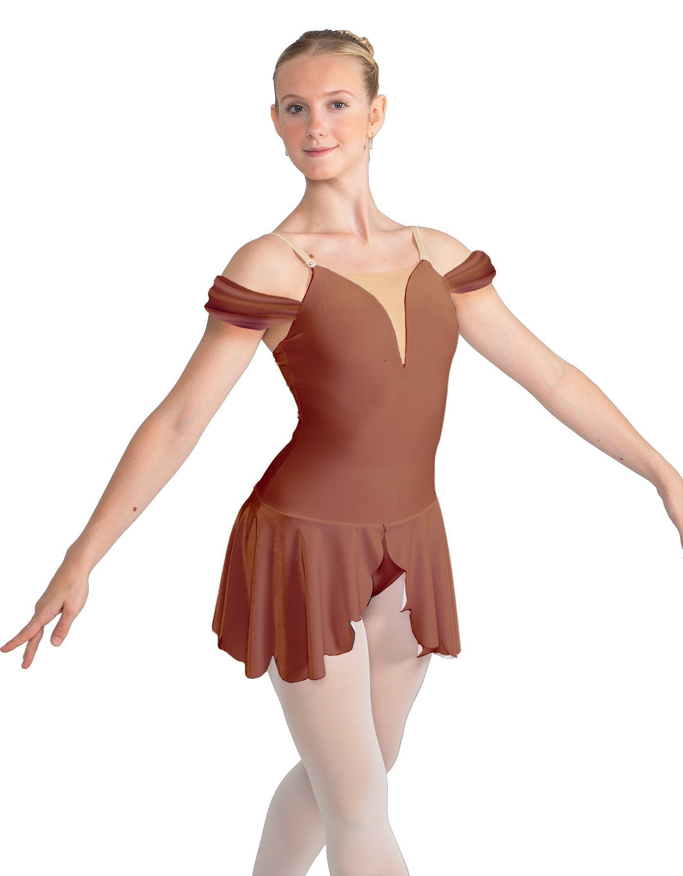 Solid Lycra Regal Leotard with Peplum and Sleeves