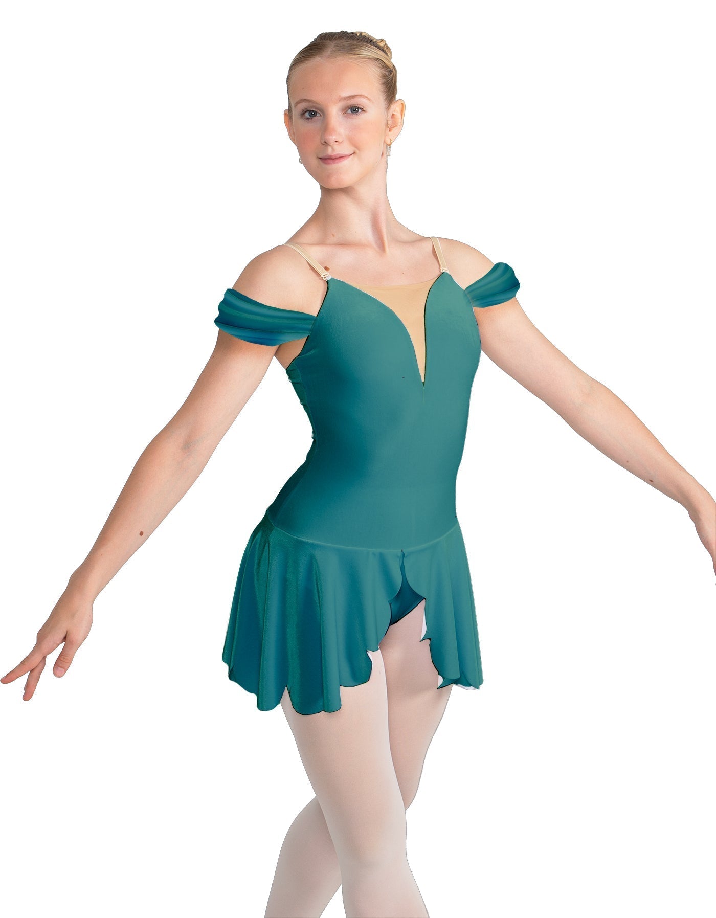 Solid Lycra Regal Leotard with Peplum and Sleeves