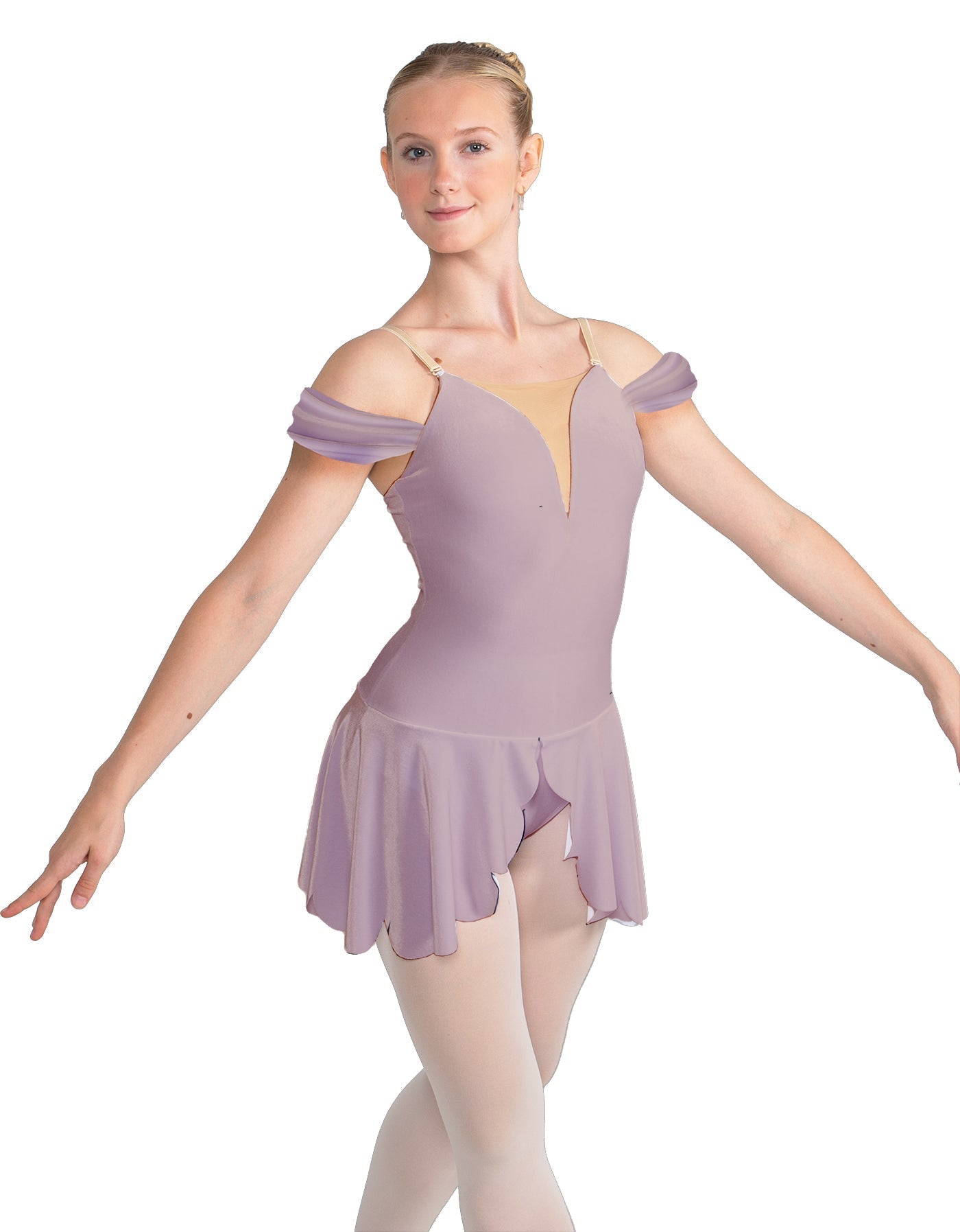 Solid Lycra Regal Leotard with Peplum and Sleeves