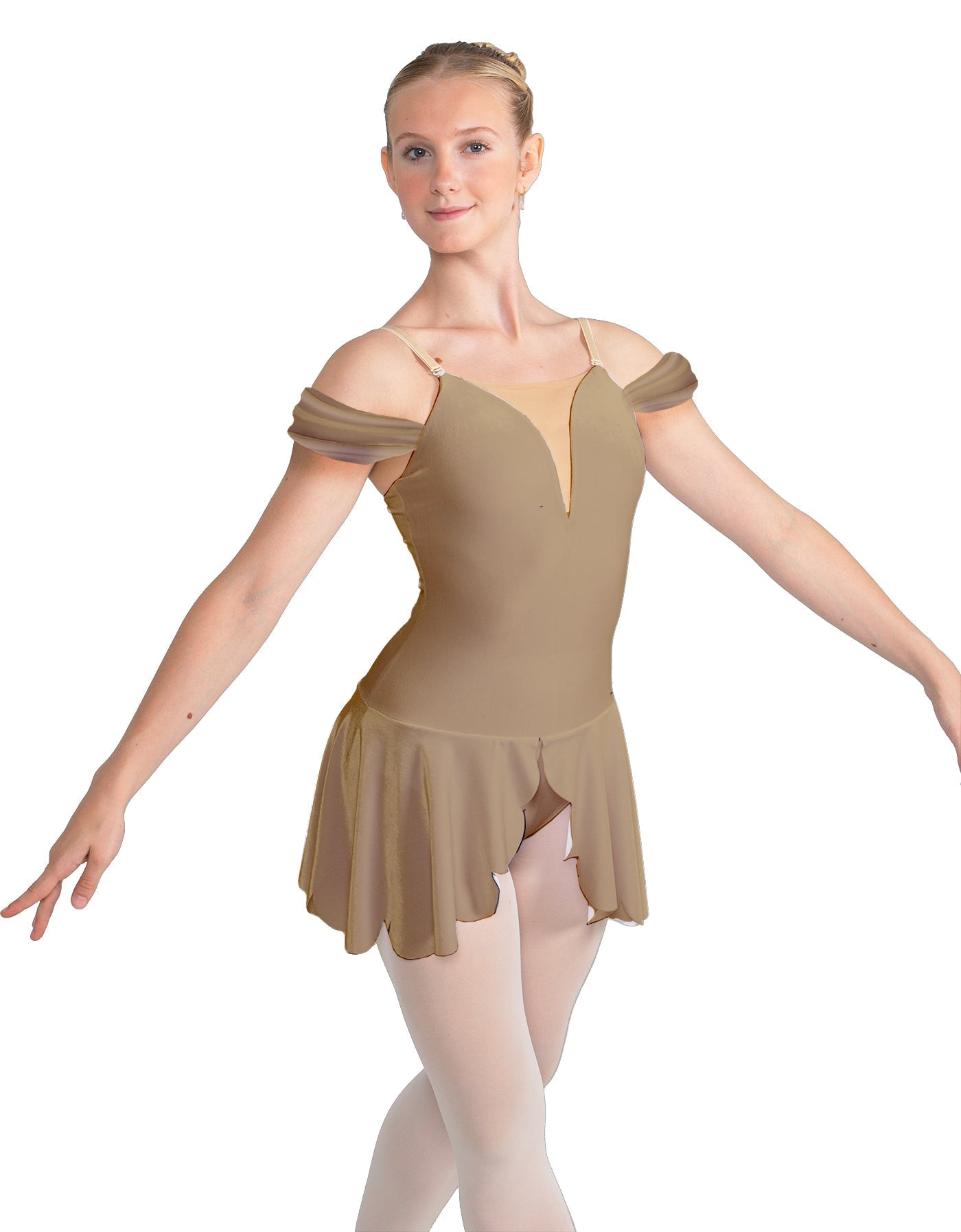 Solid Lycra Regal Leotard with Peplum and Sleeves