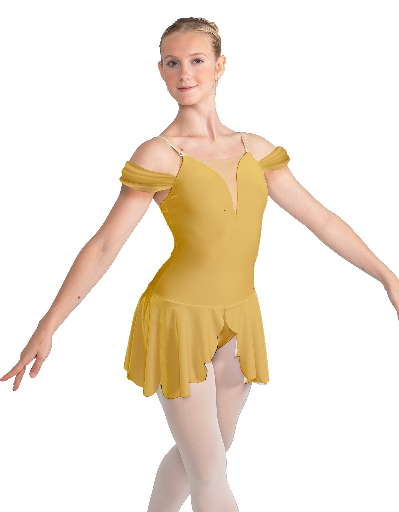 Solid Lycra Regal Leotard with Peplum and Sleeves