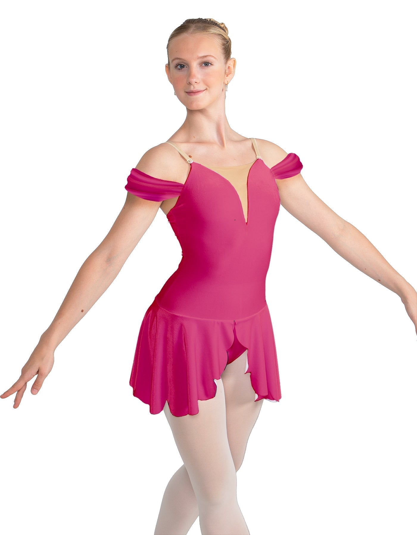 Solid Lycra Regal Leotard with Peplum and Sleeves