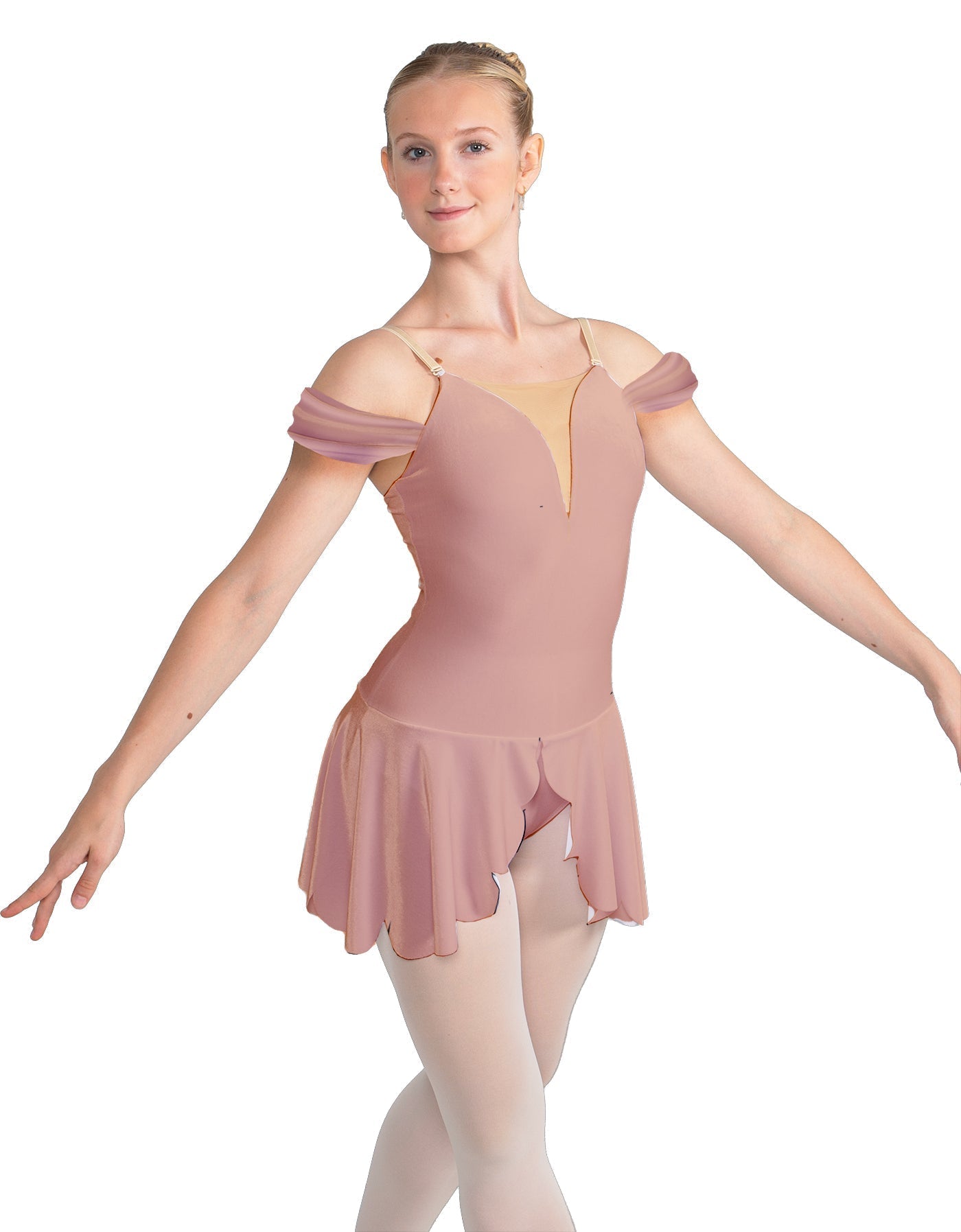 Solid Lycra Regal Leotard with Peplum and Sleeves