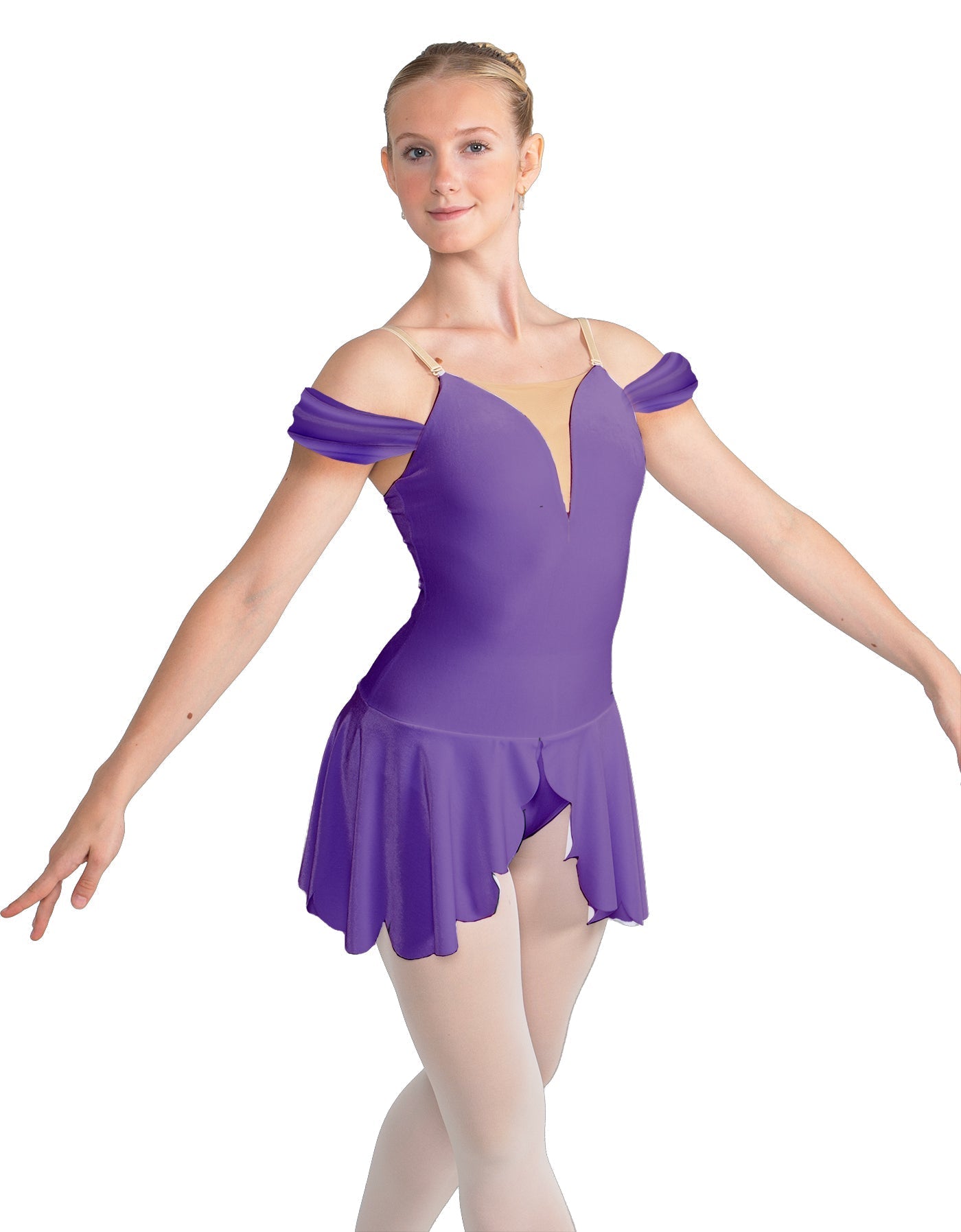 Solid Lycra Regal Leotard with Peplum and Sleeves