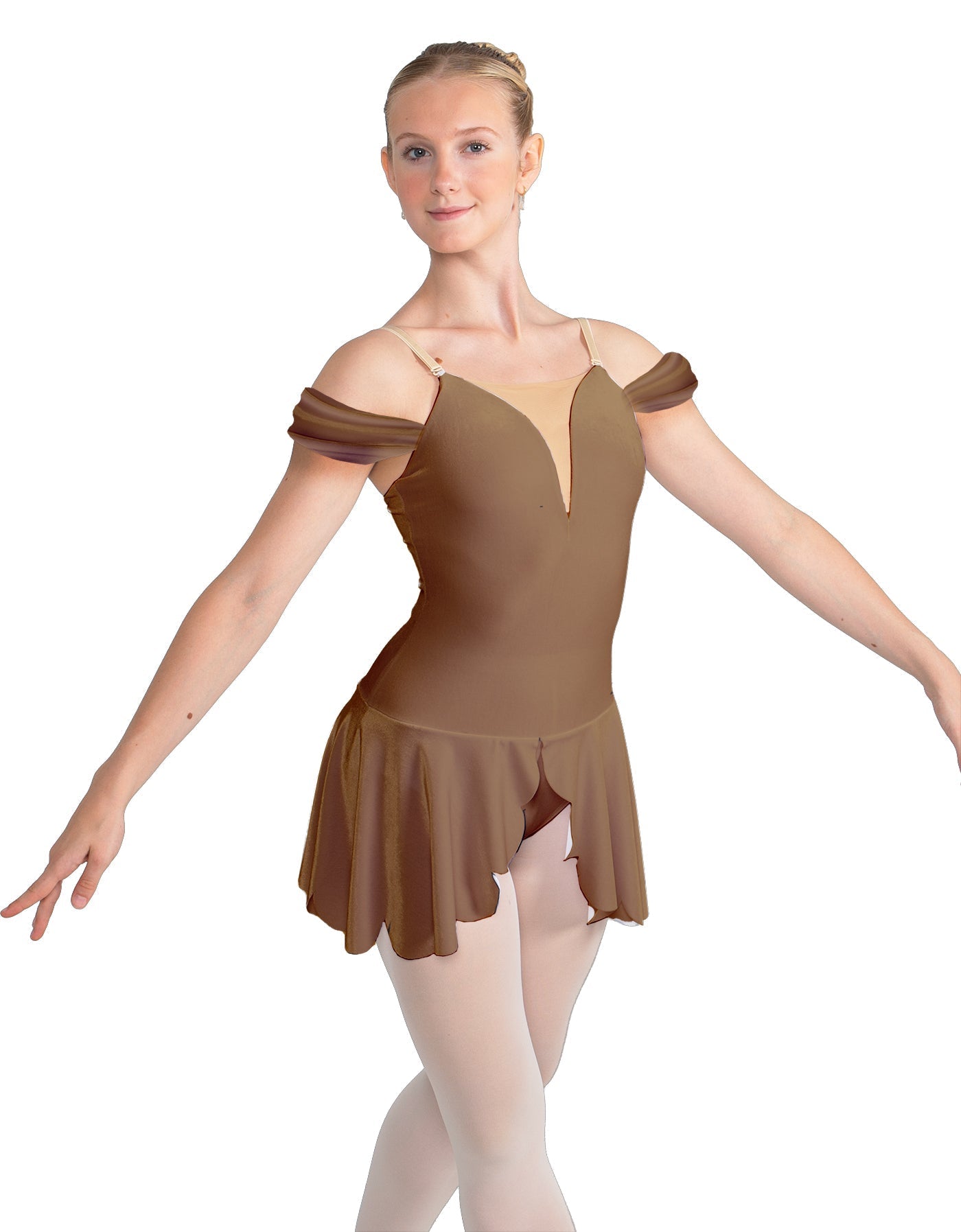 Solid Lycra Regal Leotard with Peplum and Sleeves