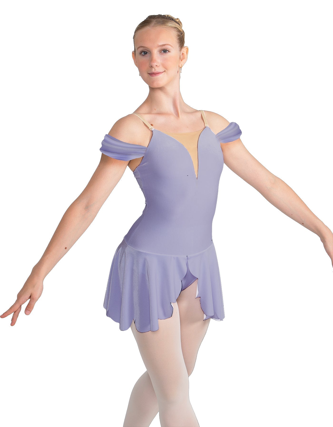 Solid Lycra Regal Leotard with Peplum and Sleeves