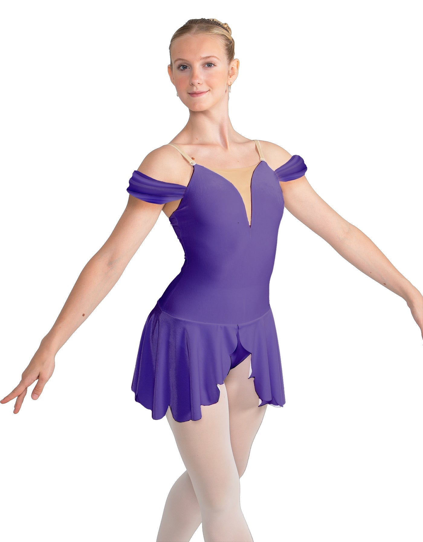 Solid Lycra Regal Leotard with Peplum and Sleeves