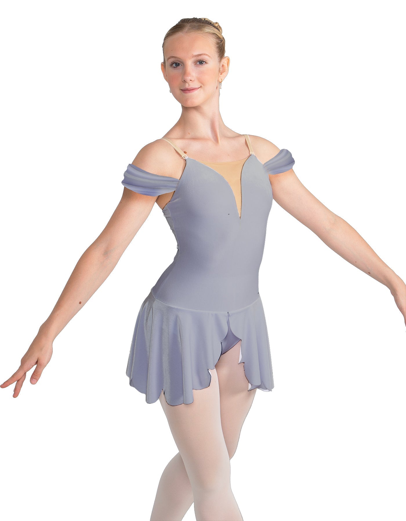 Solid Lycra Regal Leotard with Peplum and Sleeves