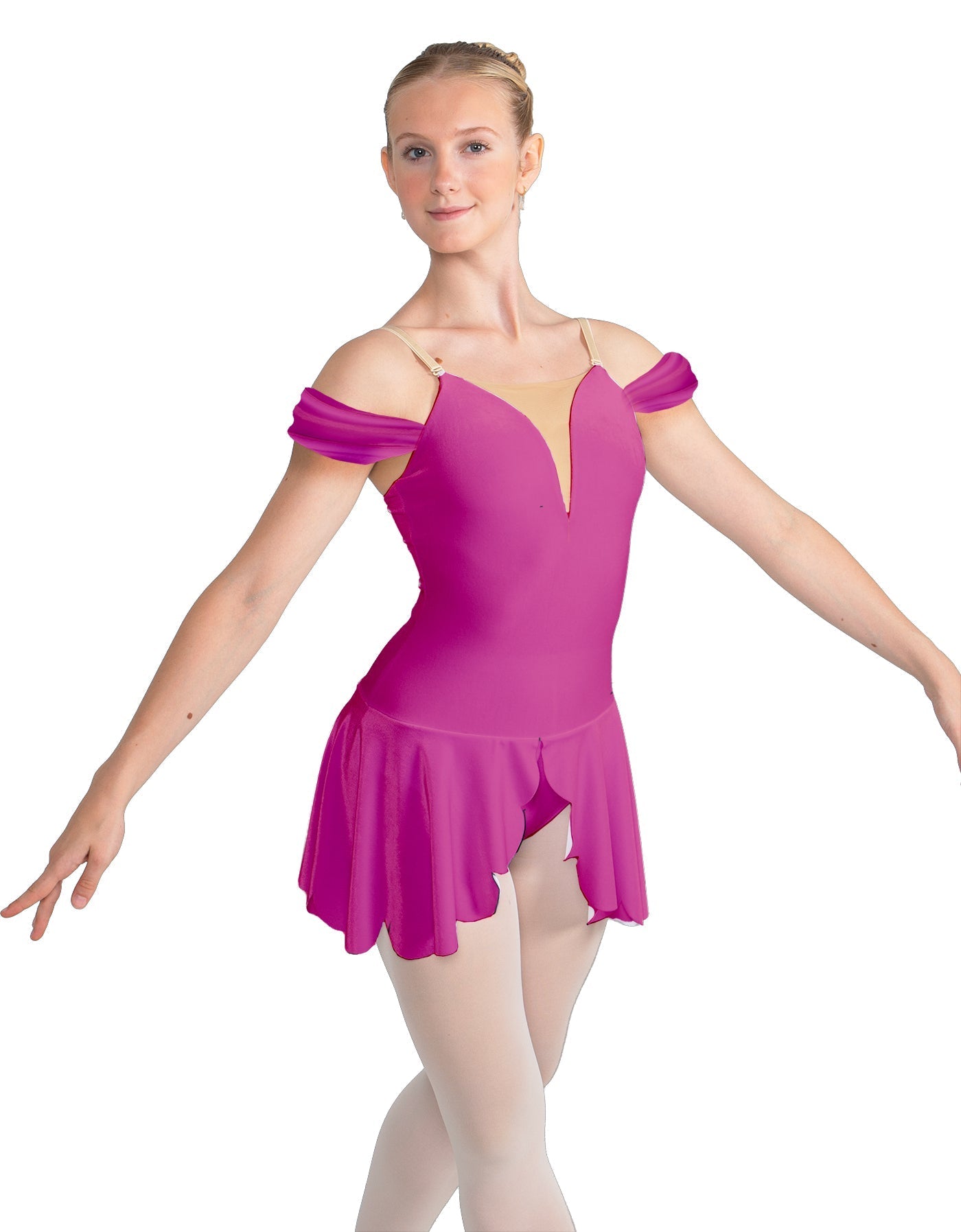 Solid Lycra Regal Leotard with Peplum and Sleeves