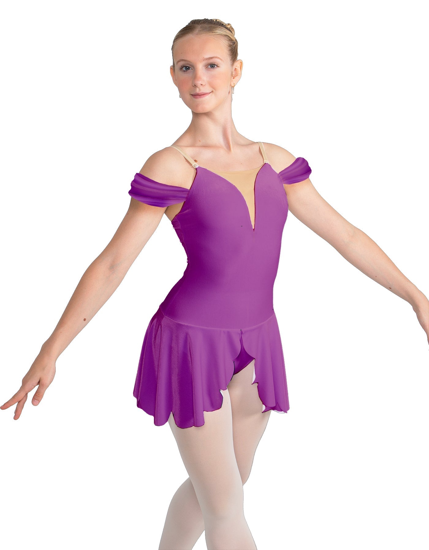 Solid Lycra Regal Leotard with Peplum and Sleeves