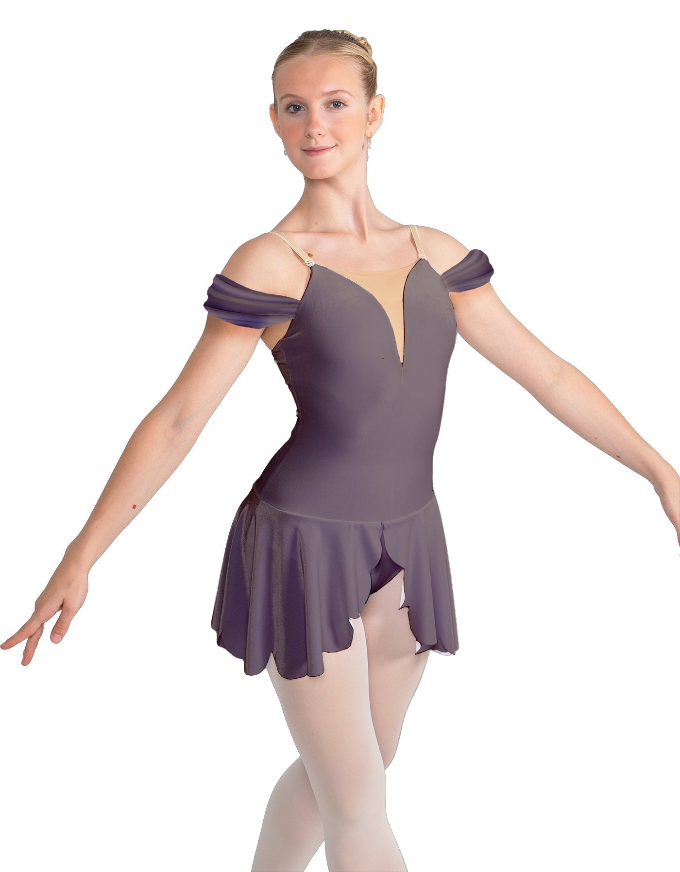 Solid Lycra Regal Leotard with Peplum and Sleeves