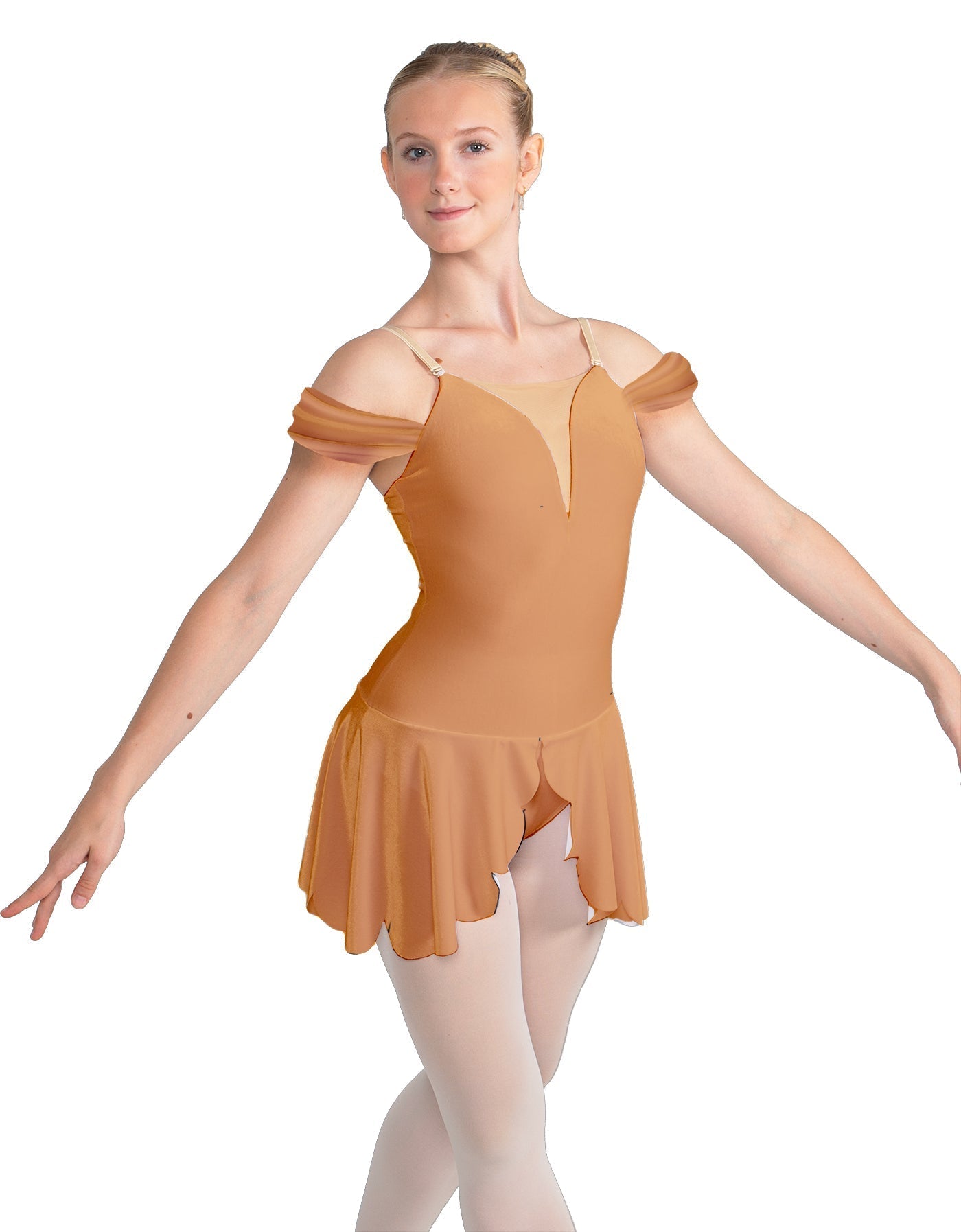 Solid Lycra Regal Leotard with Peplum and Sleeves
