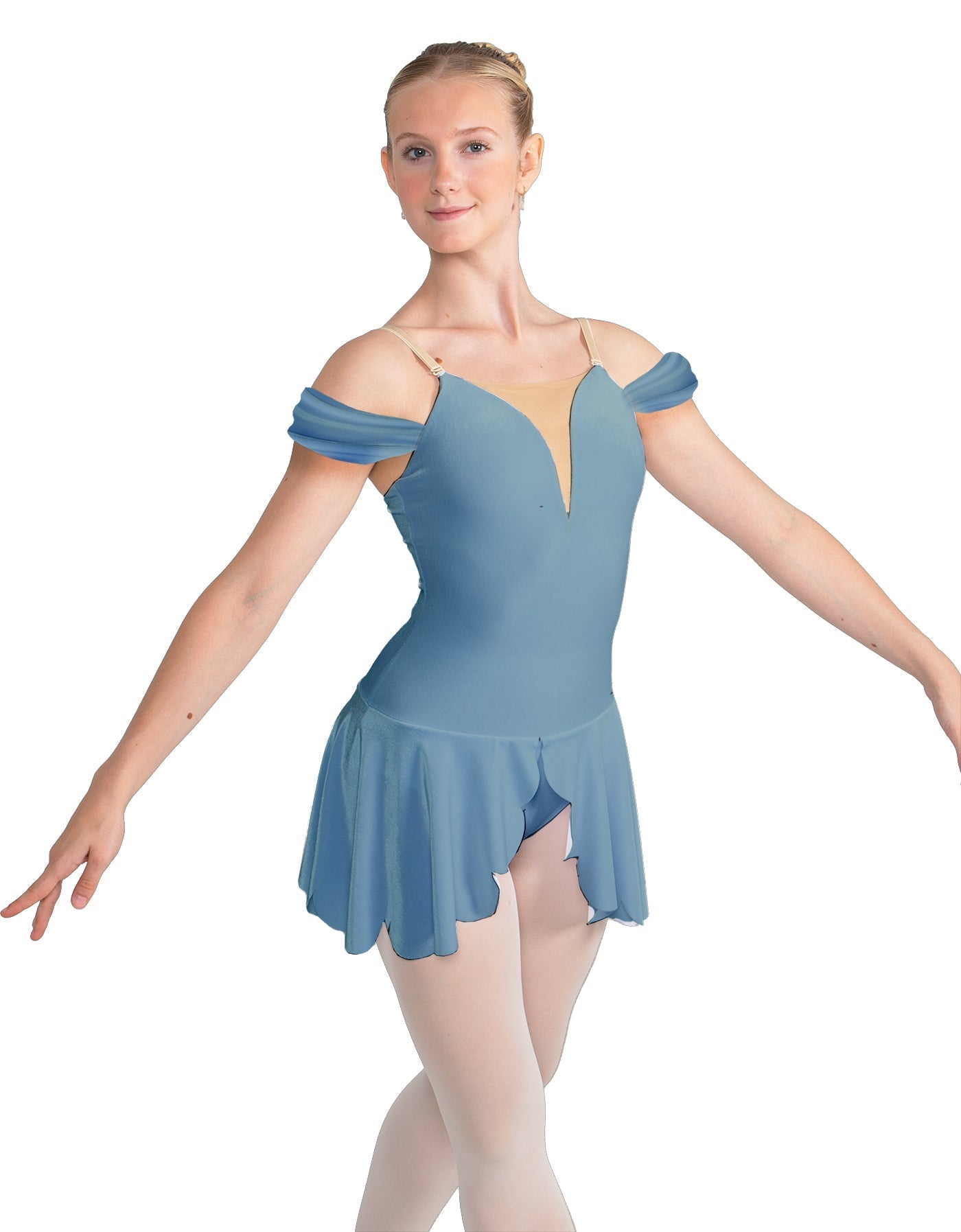 Solid Lycra Regal Leotard with Peplum and Sleeves