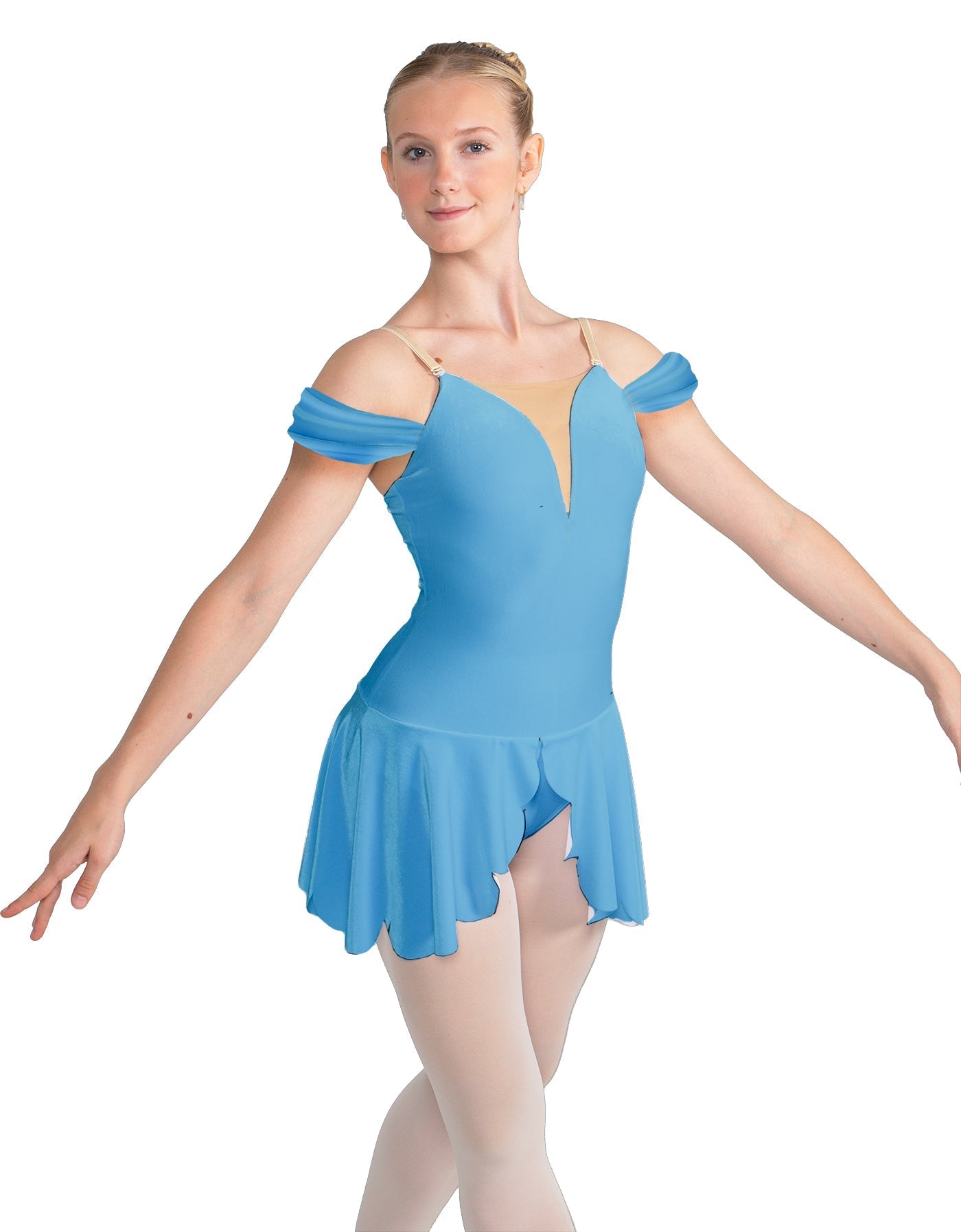 Solid Lycra Regal Leotard with Peplum and Sleeves