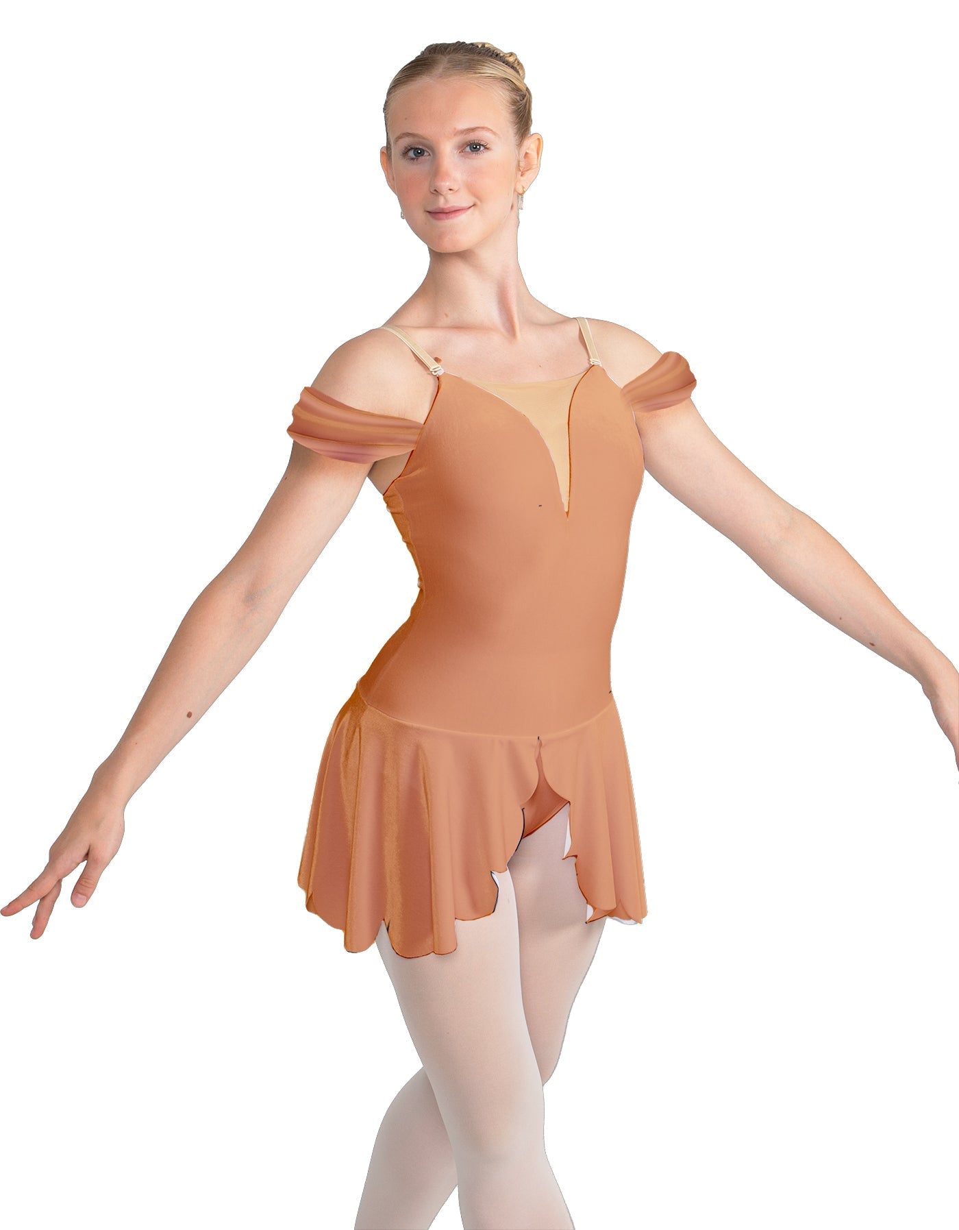 Solid Lycra Regal Leotard with Peplum and Sleeves