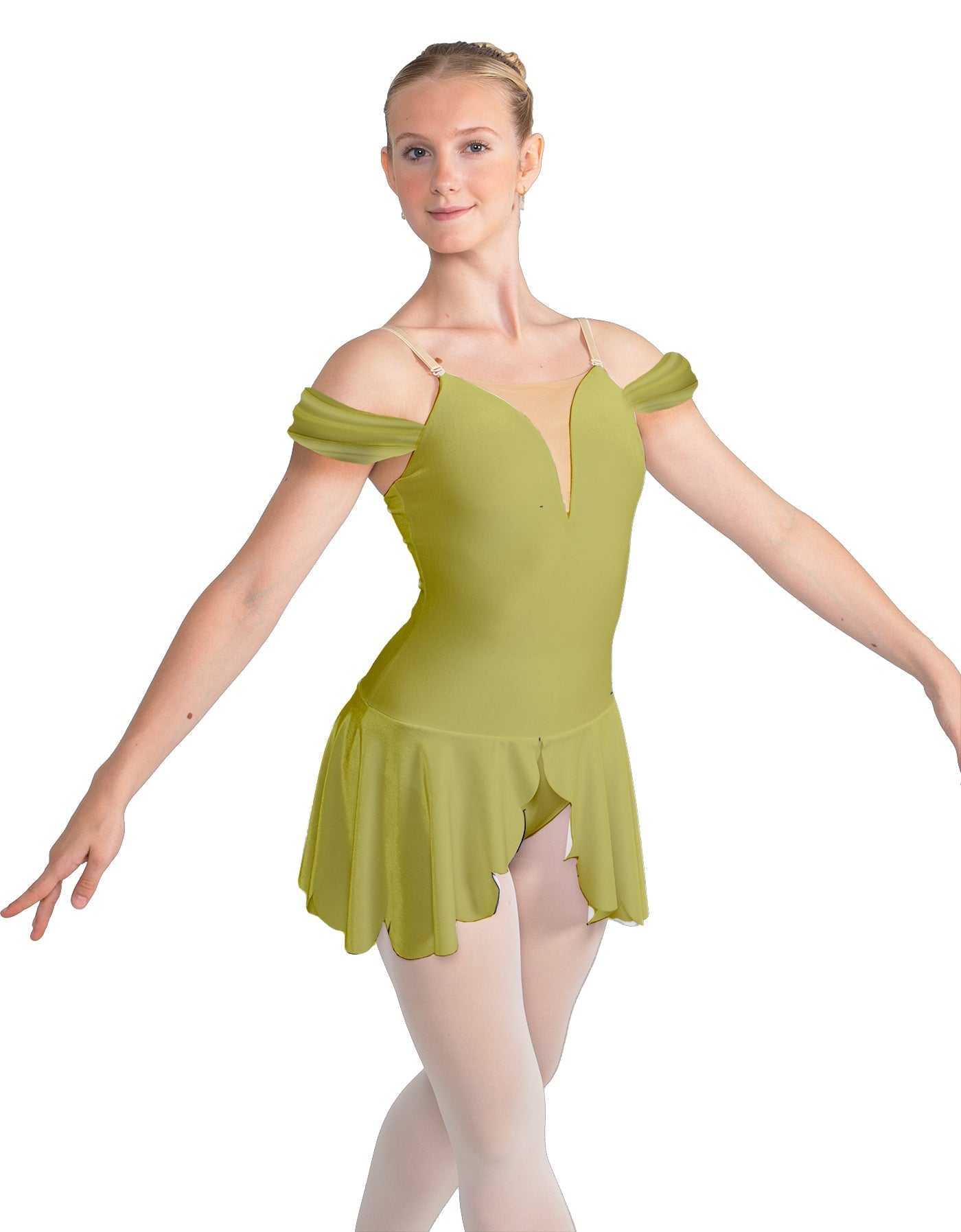 Solid Lycra Regal Leotard with Peplum and Sleeves