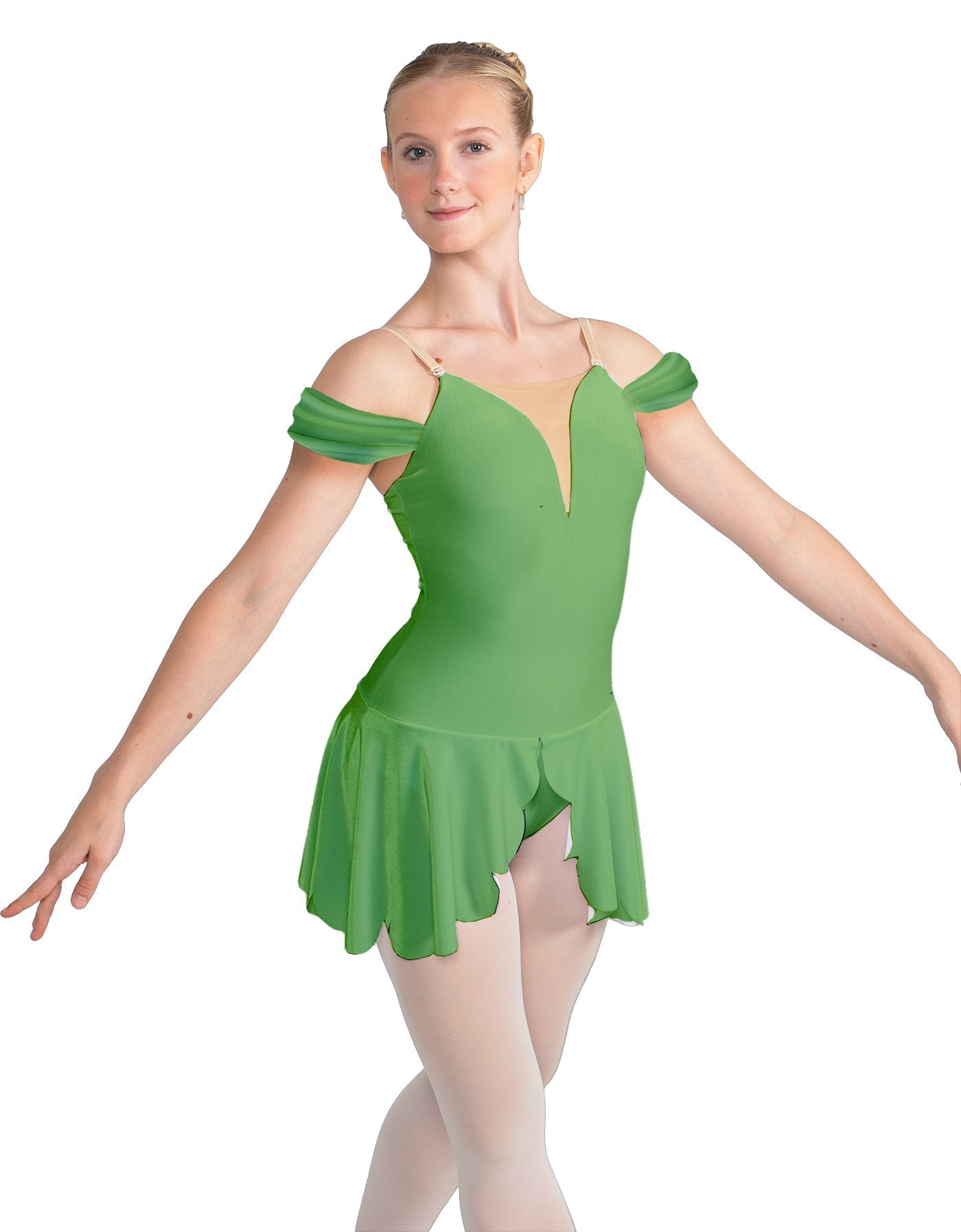 Solid Lycra Regal Leotard with Peplum and Sleeves