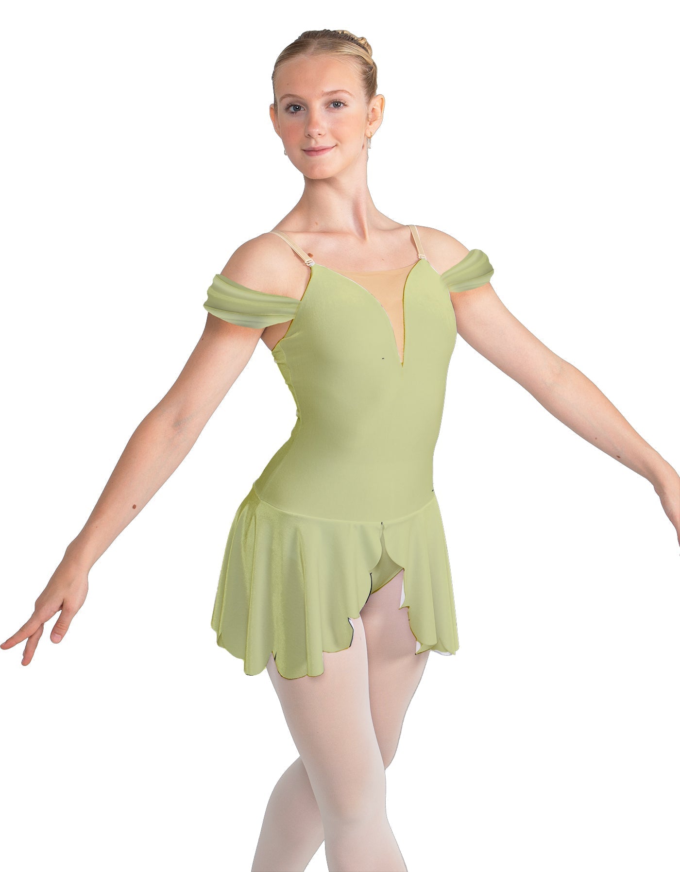 Solid Lycra Regal Leotard with Peplum and Sleeves
