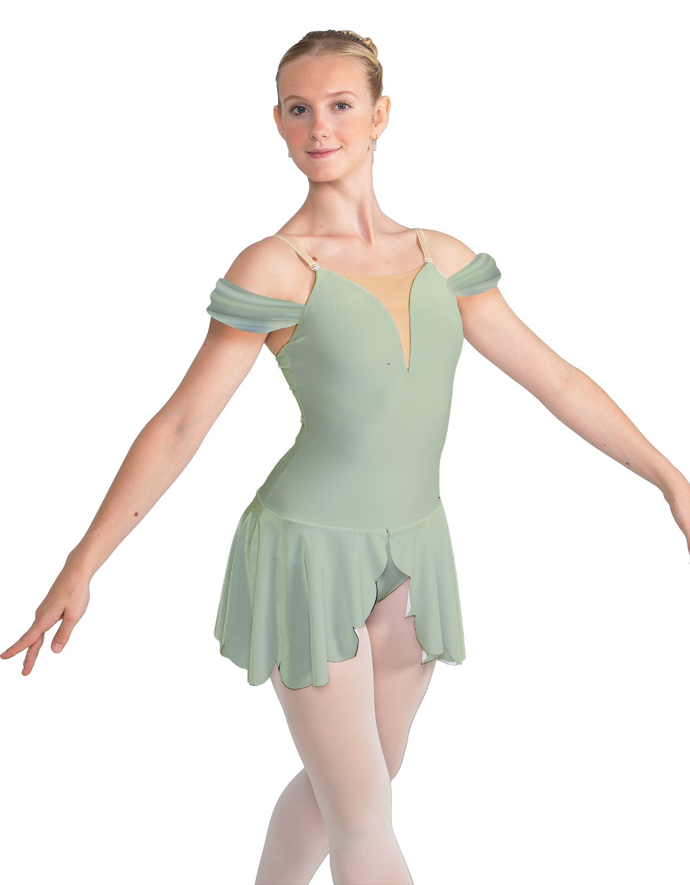 Solid Lycra Regal Leotard with Peplum and Sleeves