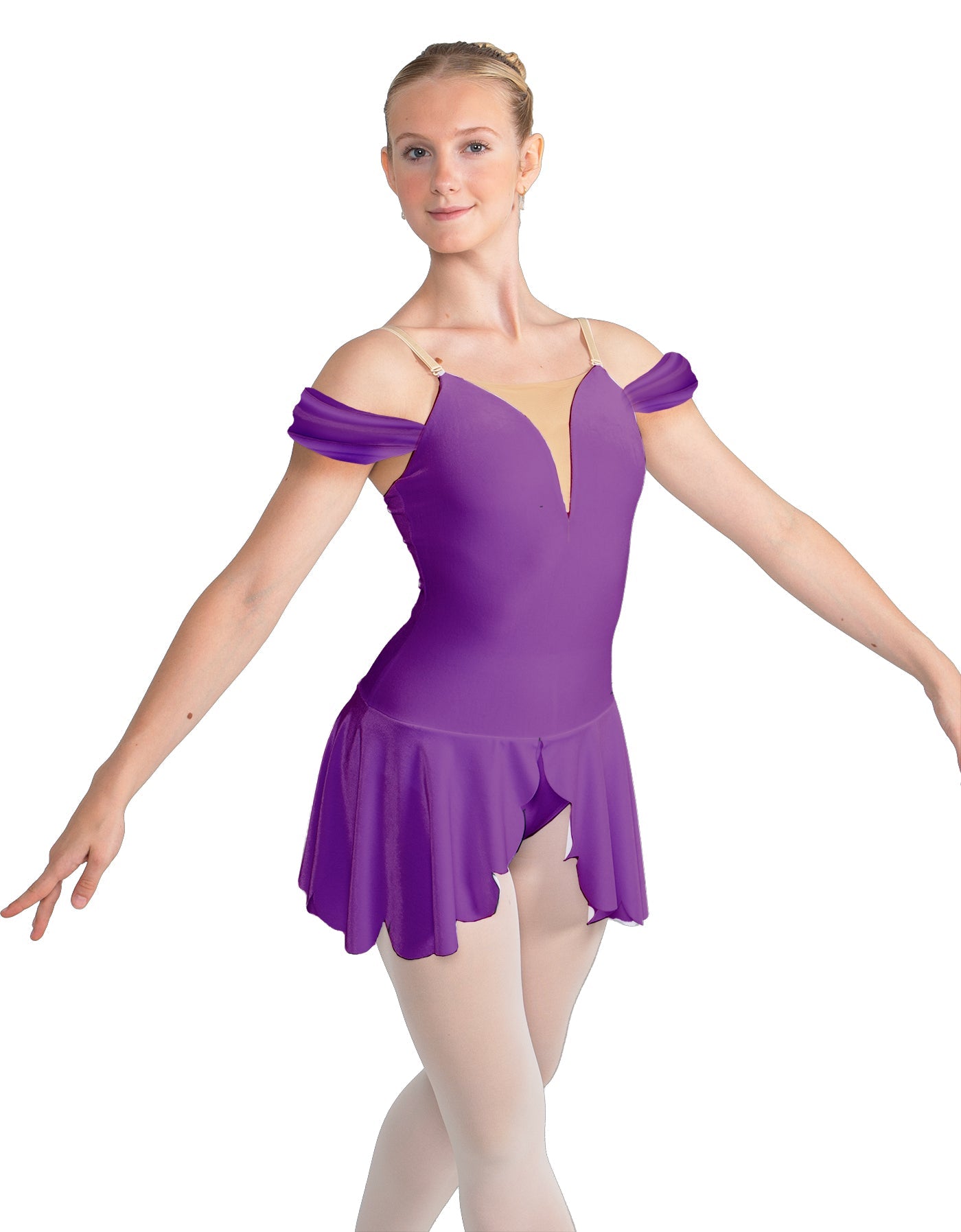 Solid Lycra Regal Leotard with Peplum and Sleeves