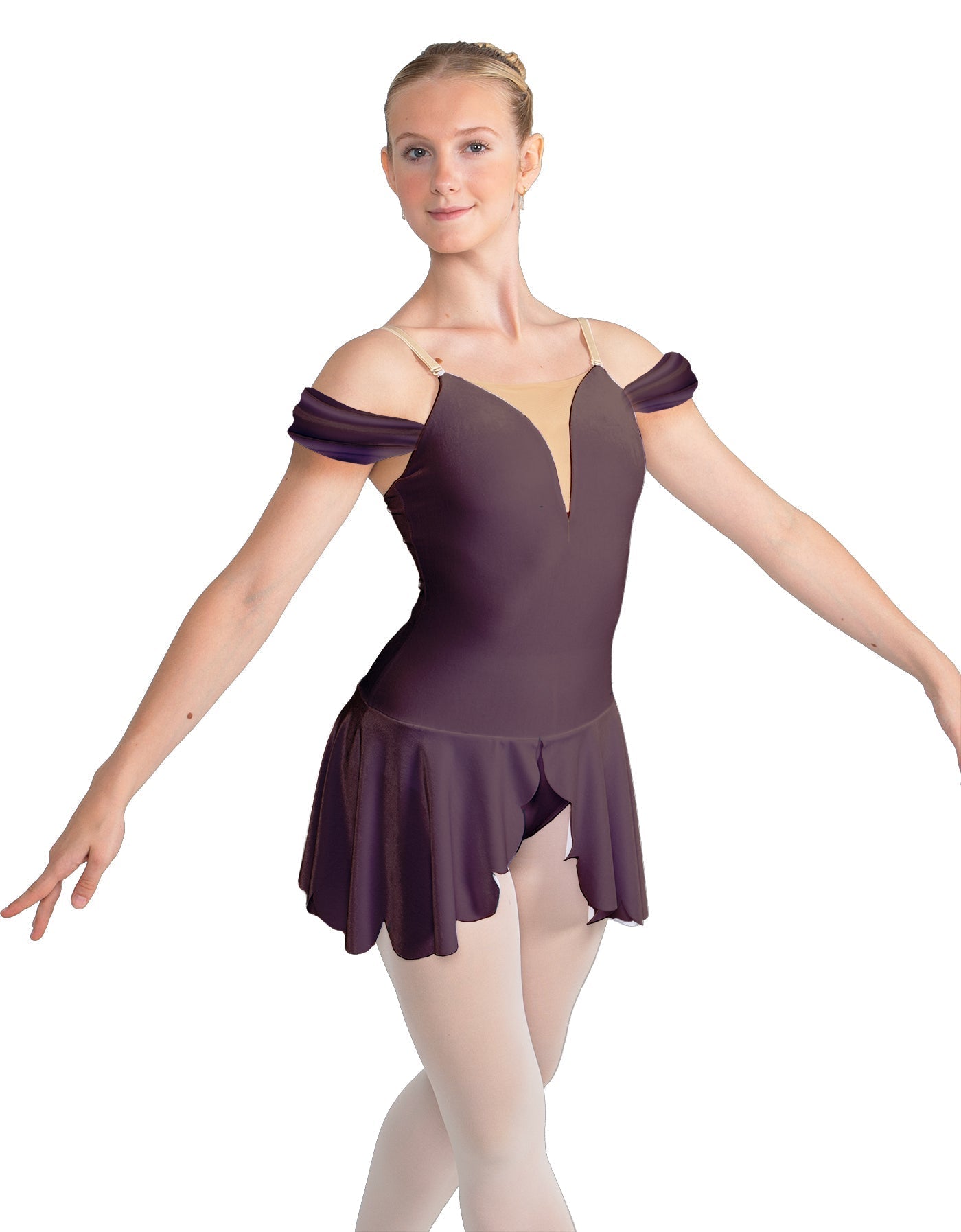 Solid Lycra Regal Leotard with Peplum and Sleeves