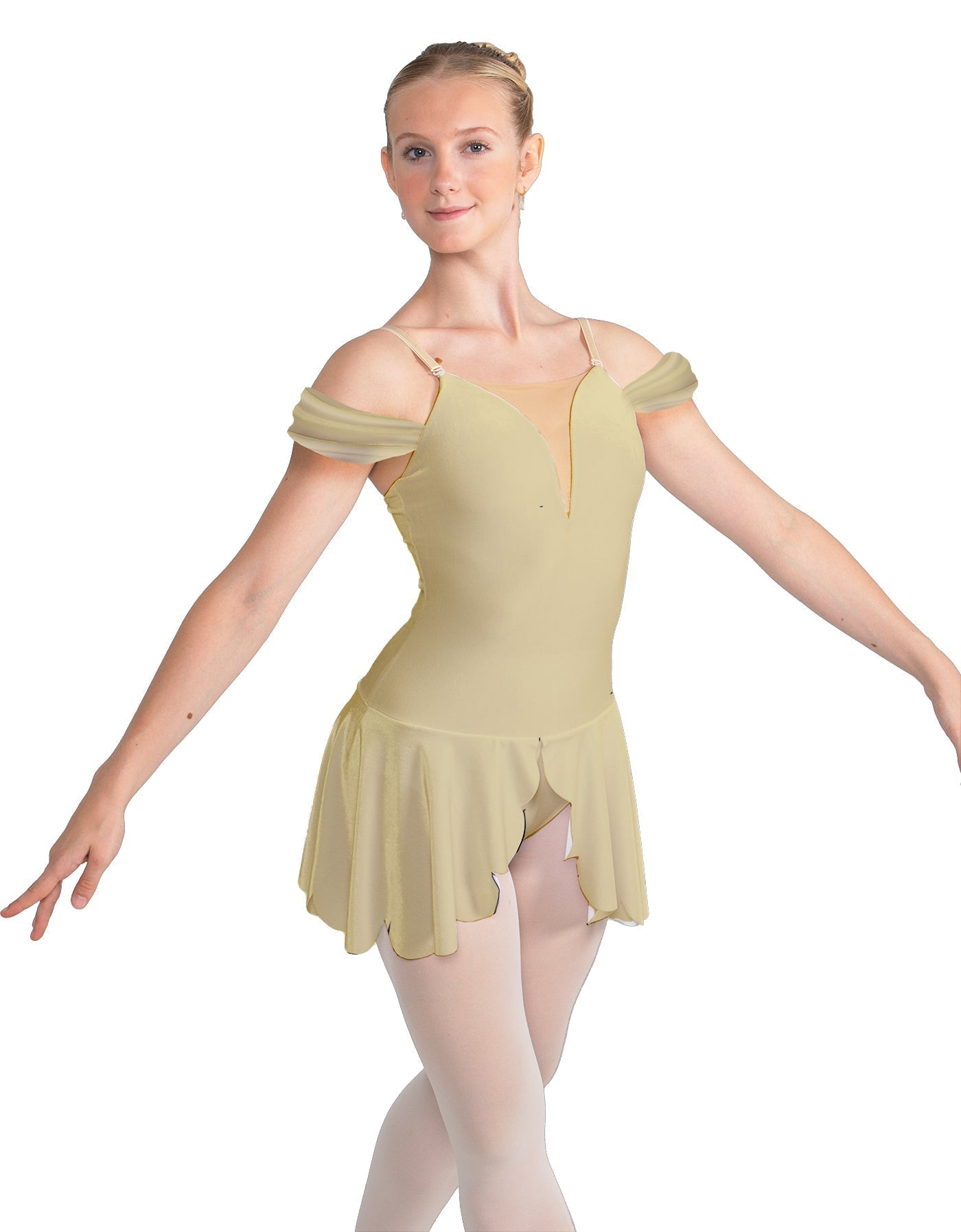 Solid Lycra Regal Leotard with Peplum and Sleeves