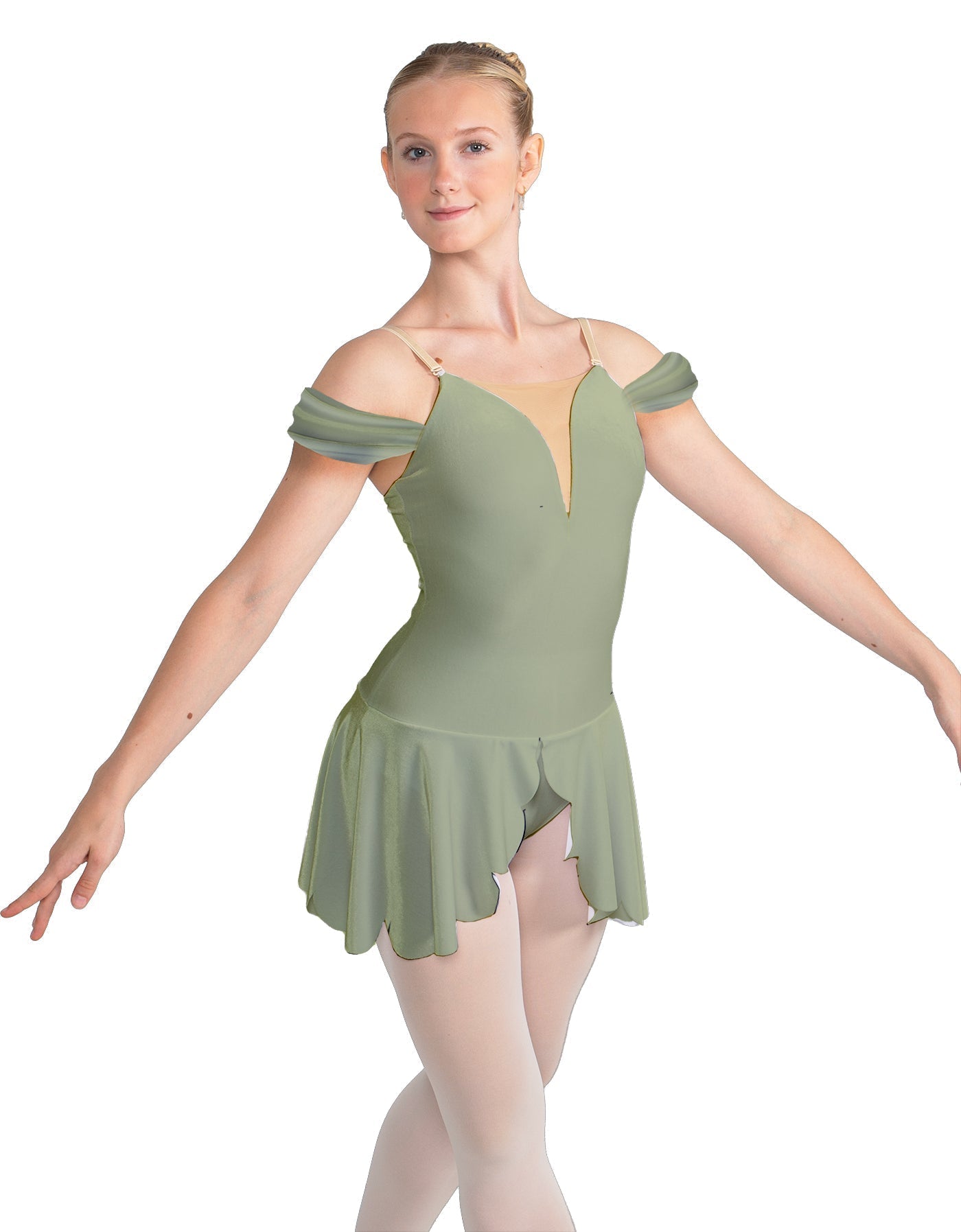 Solid Lycra Regal Leotard with Peplum and Sleeves