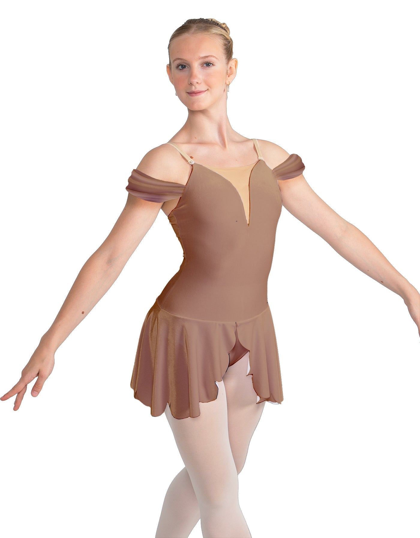 Solid Lycra Regal Leotard with Peplum and Sleeves