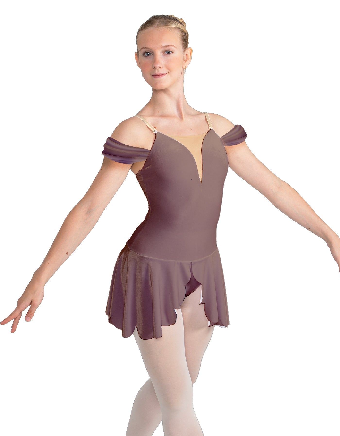 Solid Lycra Regal Leotard with Peplum and Sleeves
