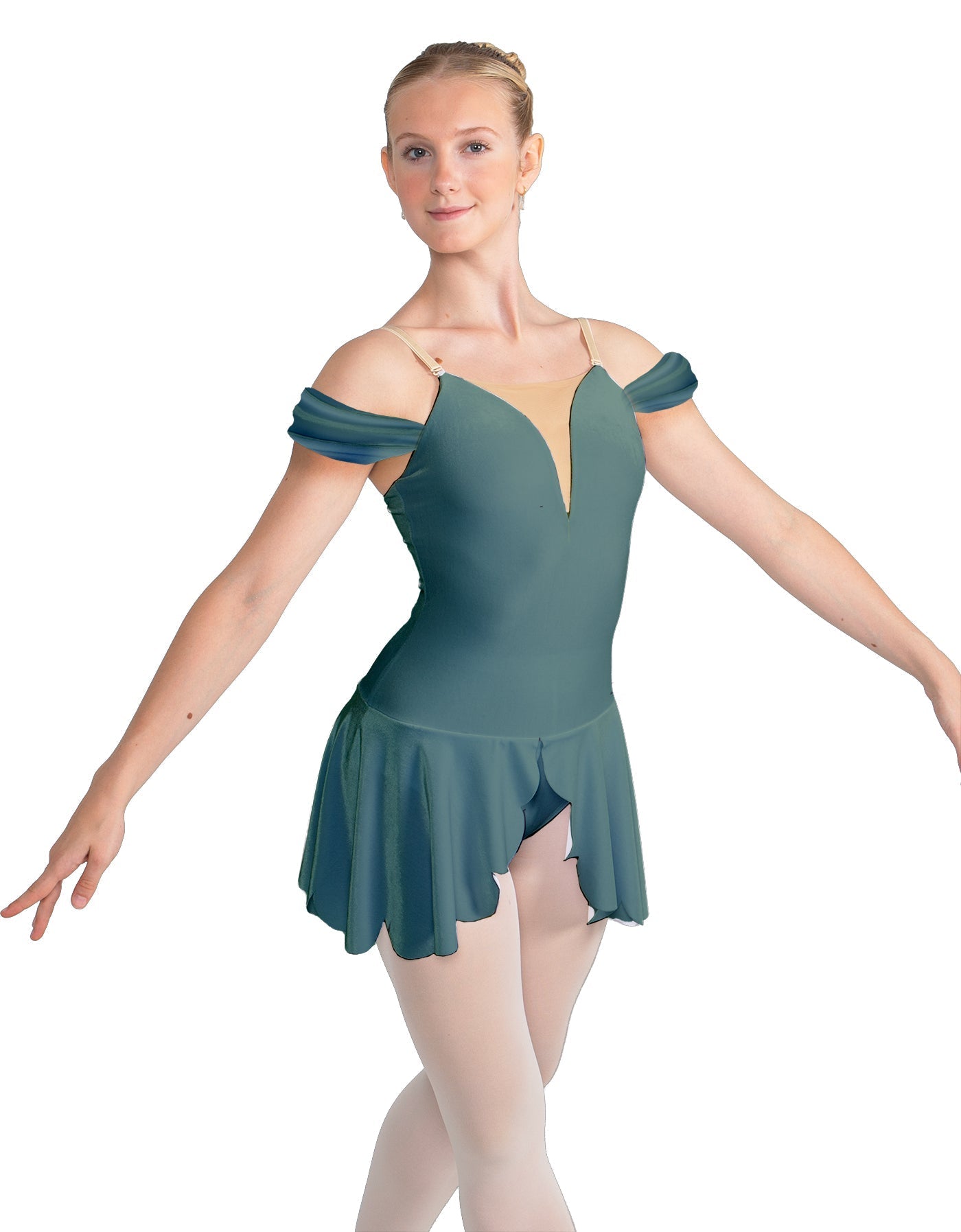 Solid Lycra Regal Leotard with Peplum and Sleeves