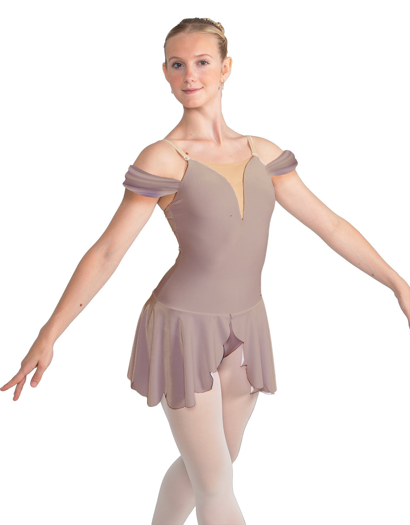 Solid Lycra Regal Leotard with Peplum and Sleeves