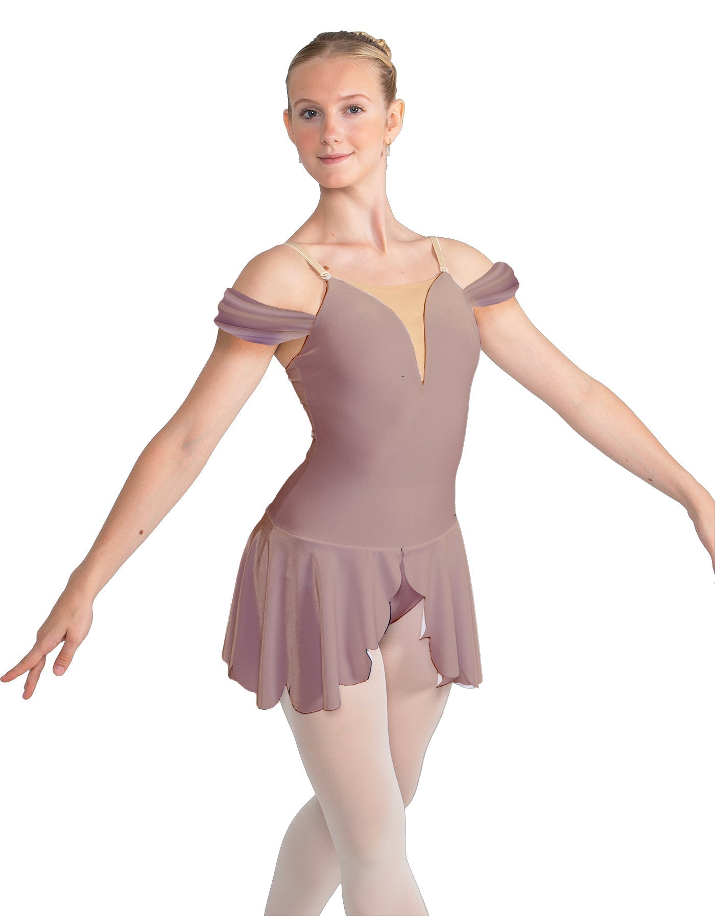 Solid Lycra Regal Leotard with Peplum and Sleeves