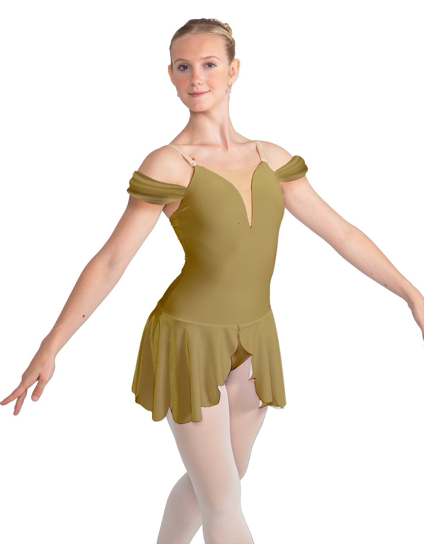 Solid Lycra Regal Leotard with Peplum and Sleeves
