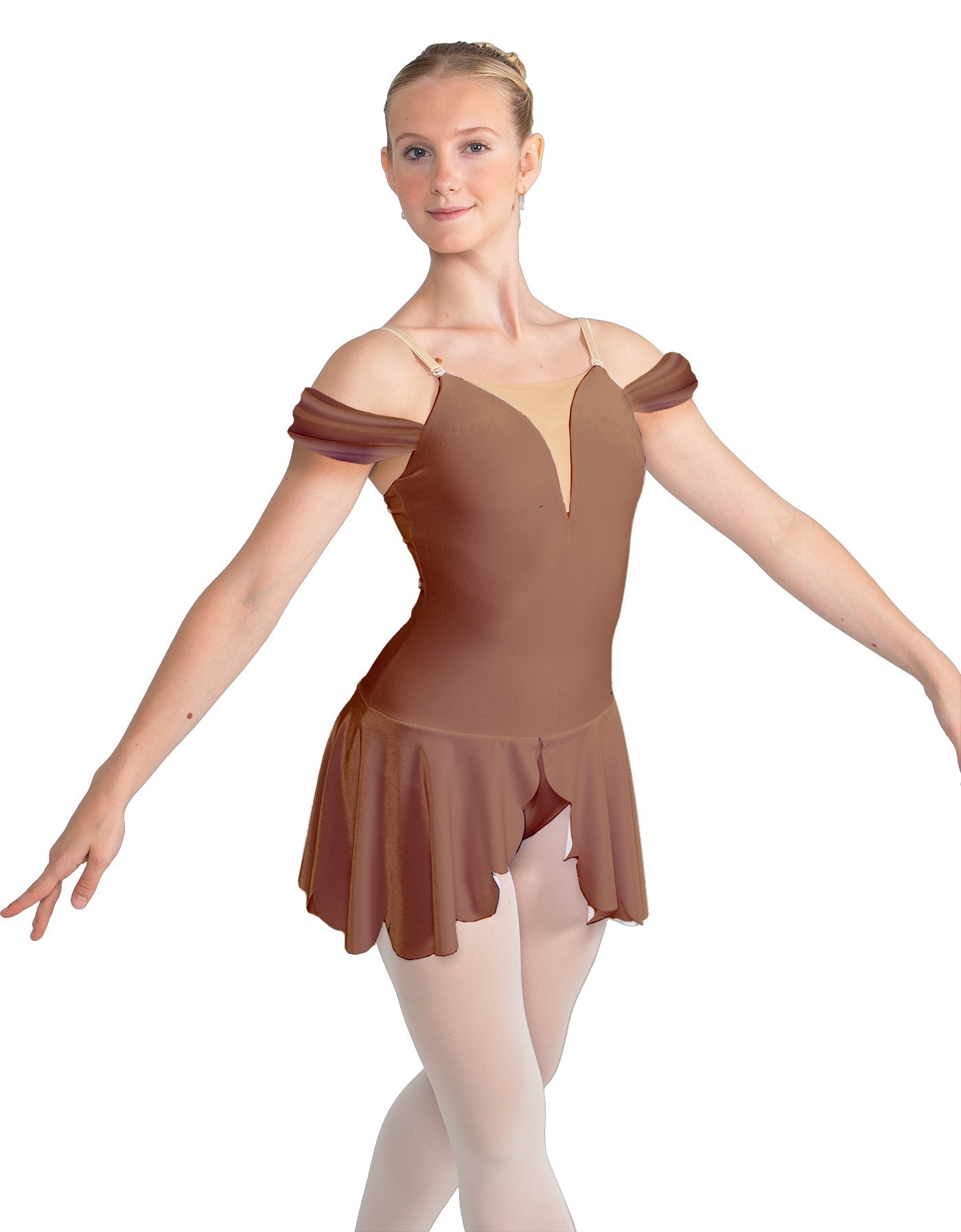 Solid Lycra Regal Leotard with Peplum and Sleeves