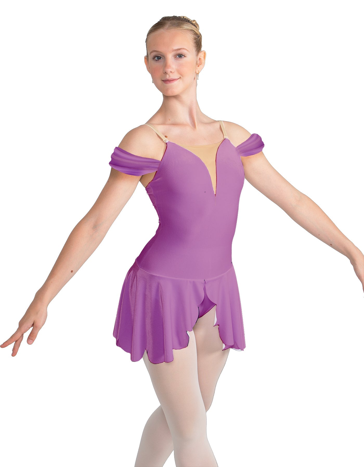 Solid Lycra Regal Leotard with Peplum and Sleeves