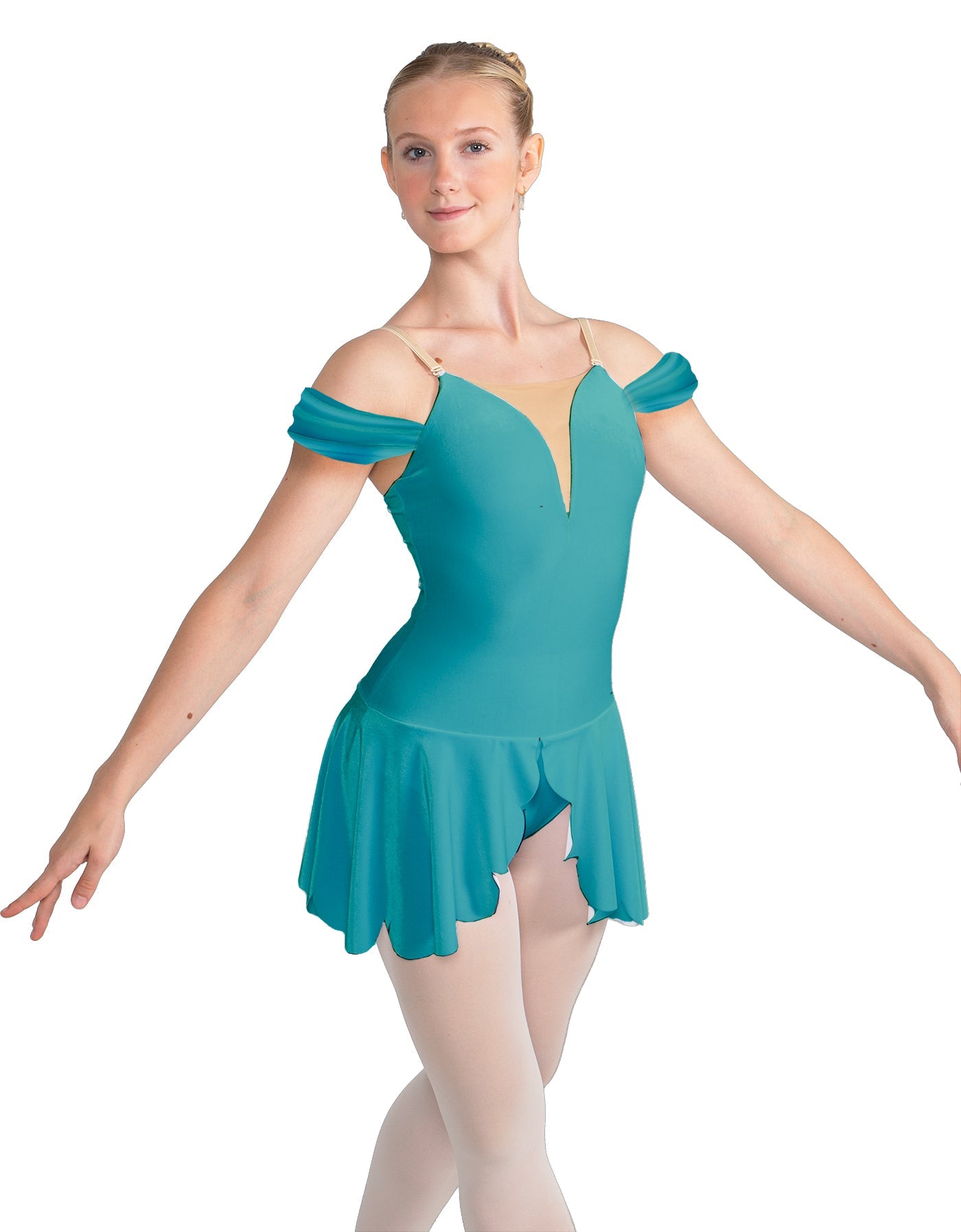 Solid Lycra Regal Leotard with Peplum and Sleeves