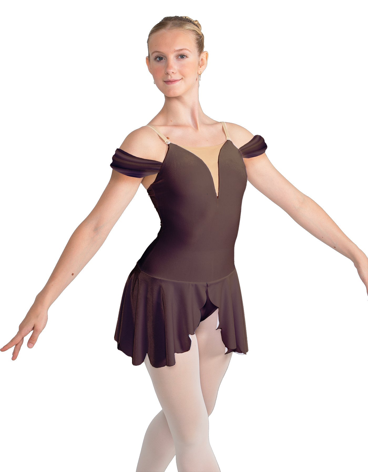 Solid Lycra Regal Leotard with Peplum and Sleeves