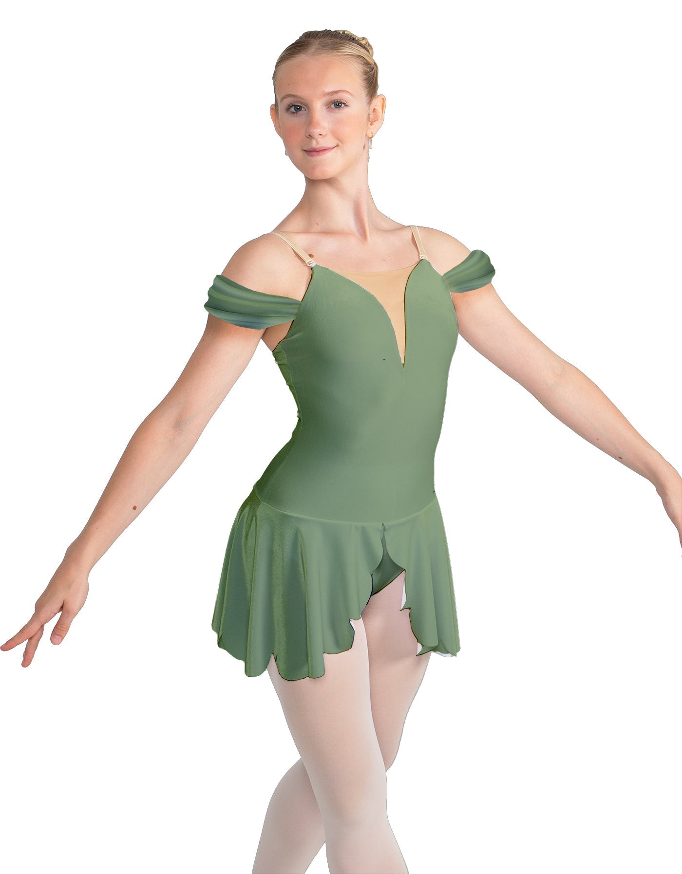 Solid Lycra Regal Leotard with Peplum and Sleeves