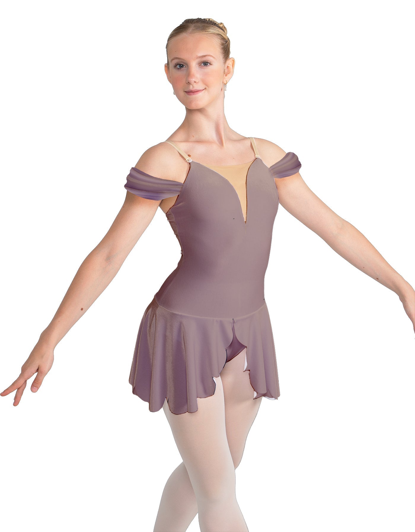 Solid Lycra Regal Leotard with Peplum and Sleeves