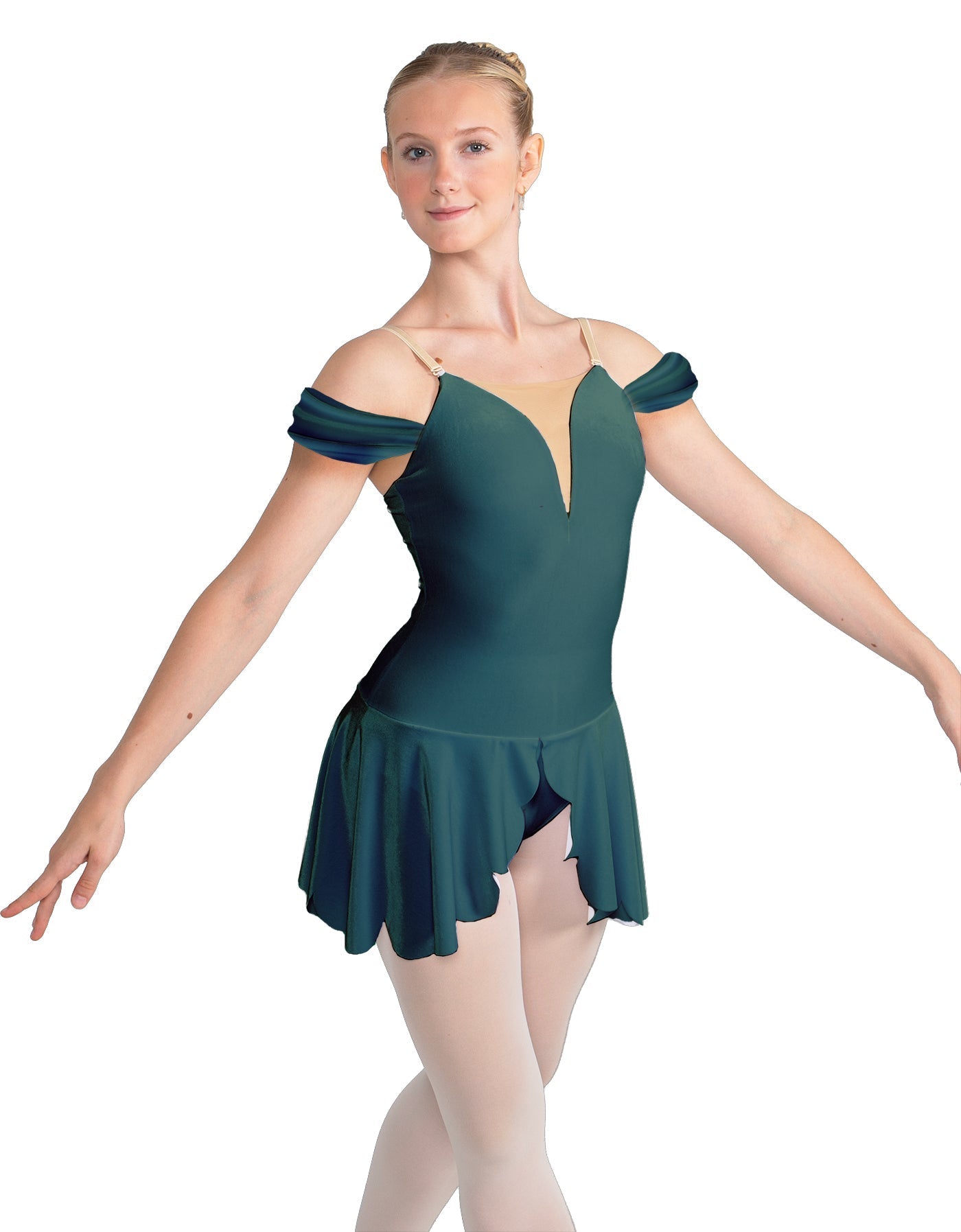 Solid Lycra Regal Leotard with Peplum and Sleeves