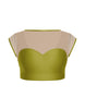 Solid Lycra Mesh Bow Back Crop Top