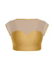 Solid Lycra Mesh Bow Back Crop Top
