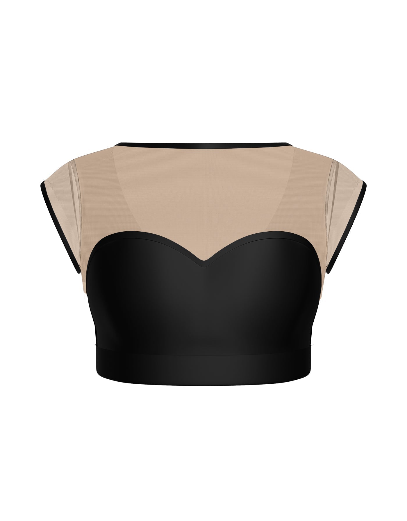 Solid Lycra Mesh Bow Back Crop Top